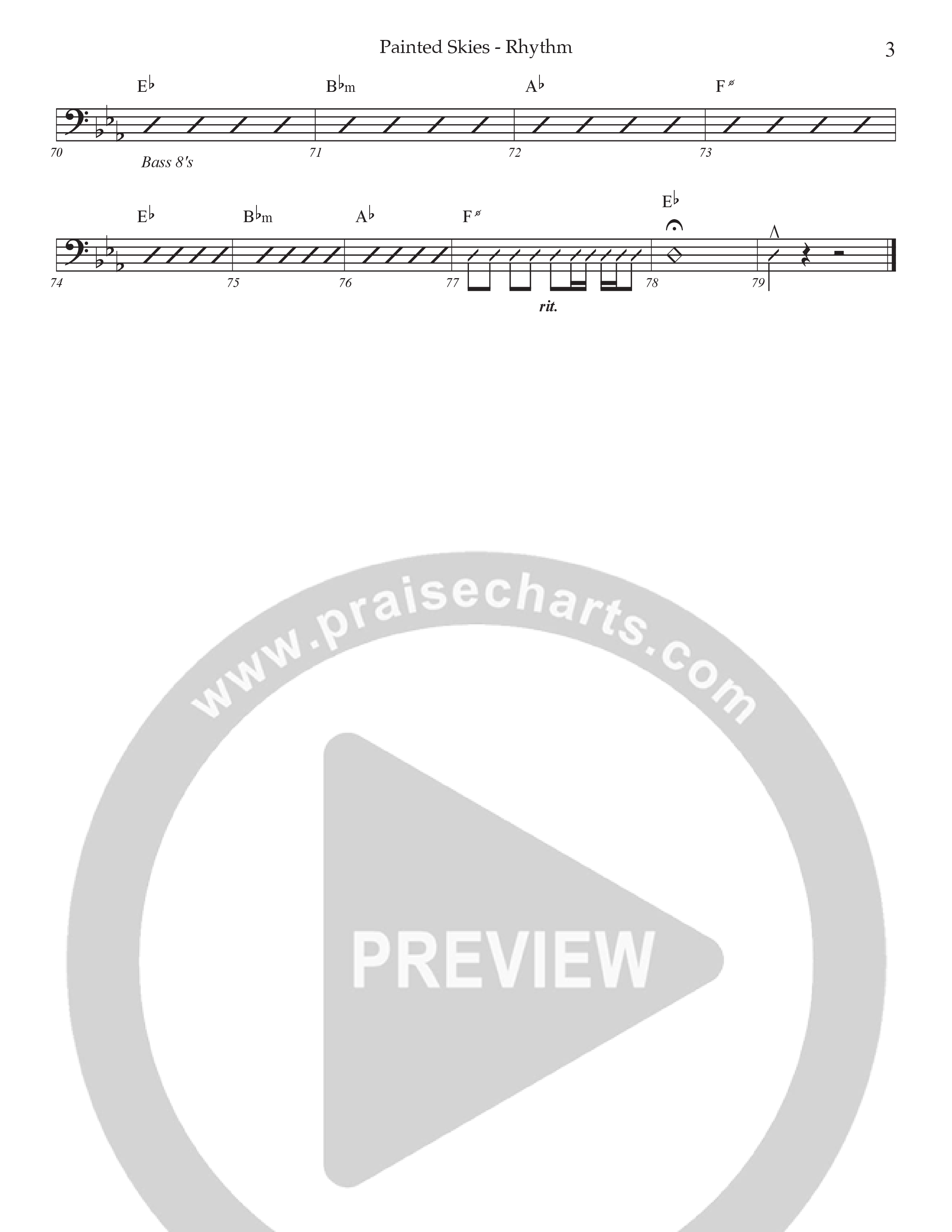 Painted Skies (Choral Anthem SATB) Rhythm Chart (Prestonwood Worship)