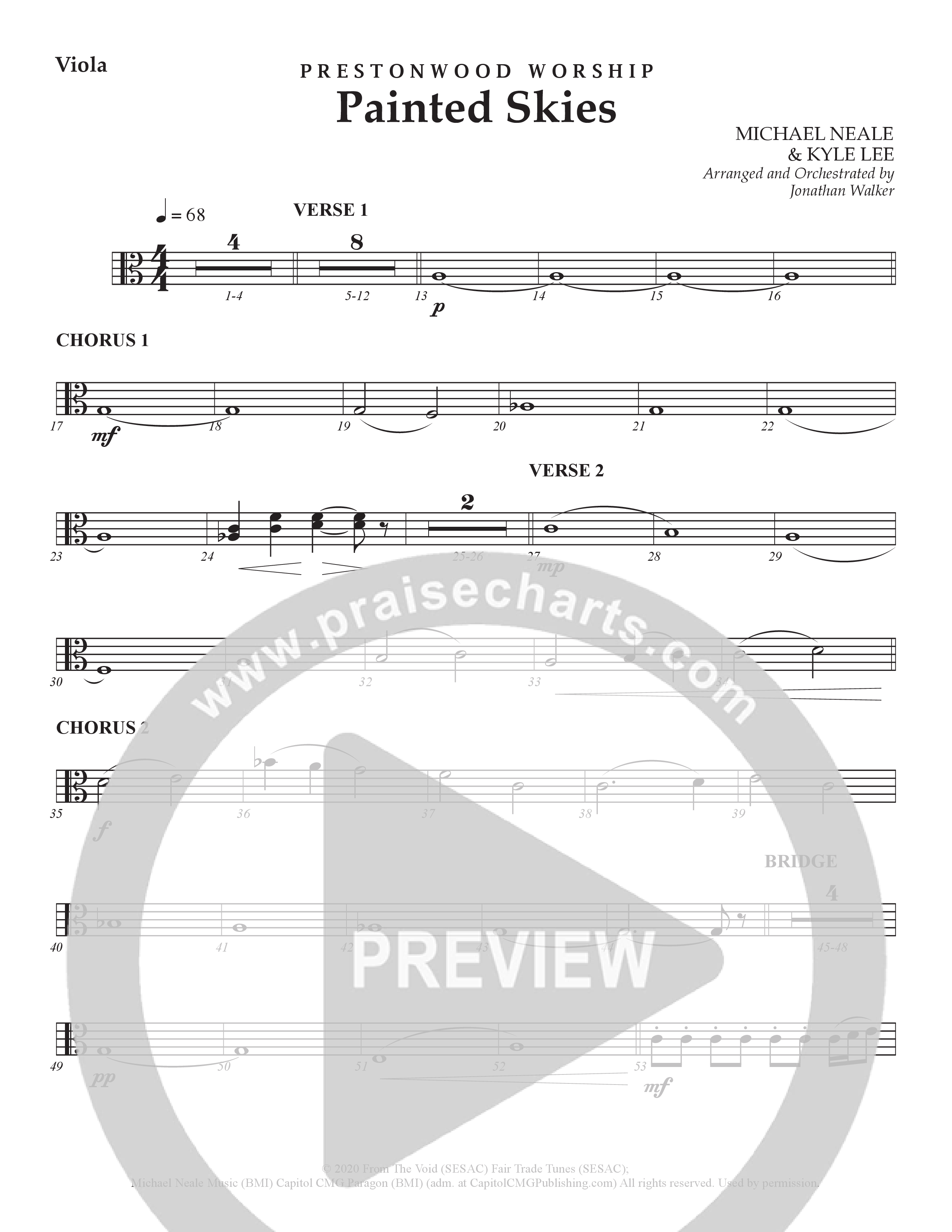 Painted Skies (Choral Anthem SATB) Viola (Prestonwood Worship)