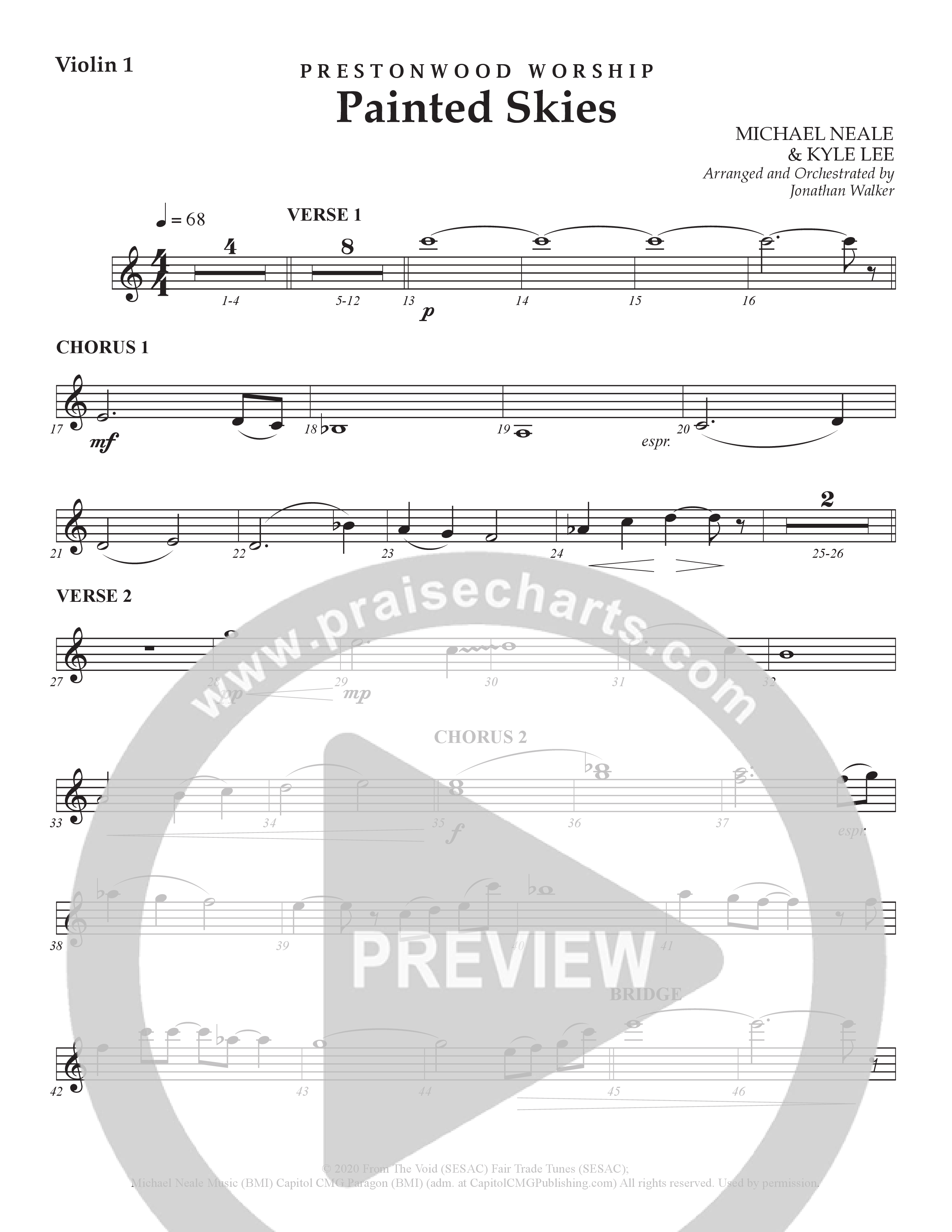 Painted Skies (Choral Anthem SATB) String Ensemble (Prestonwood Worship)