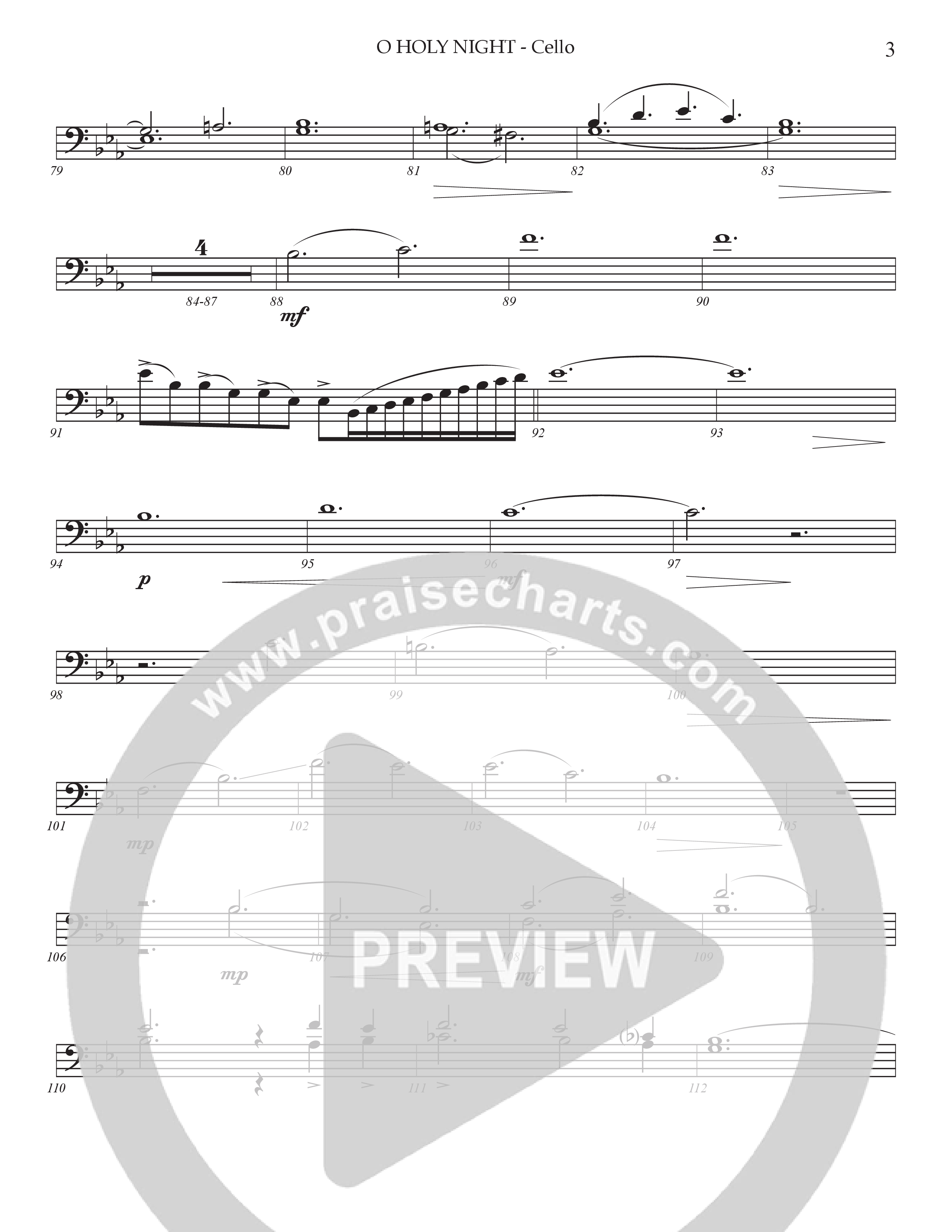 O Holy Night (Choral Anthem SATB) Cello (Prestonwood Worship / Arr. Jonathan Walker)