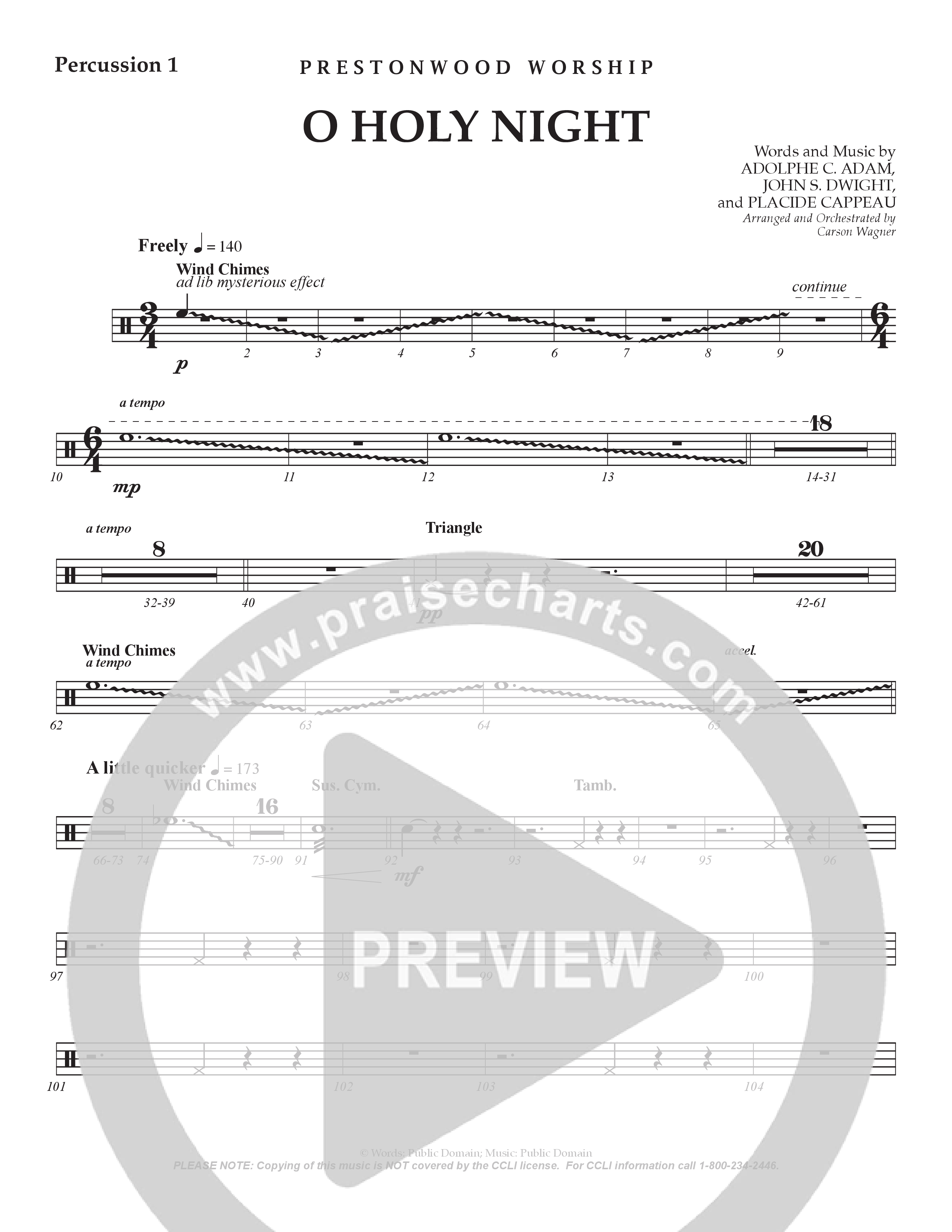O Holy Night (Choral Anthem SATB) Percussion (Prestonwood Worship / Arr. Jonathan Walker)