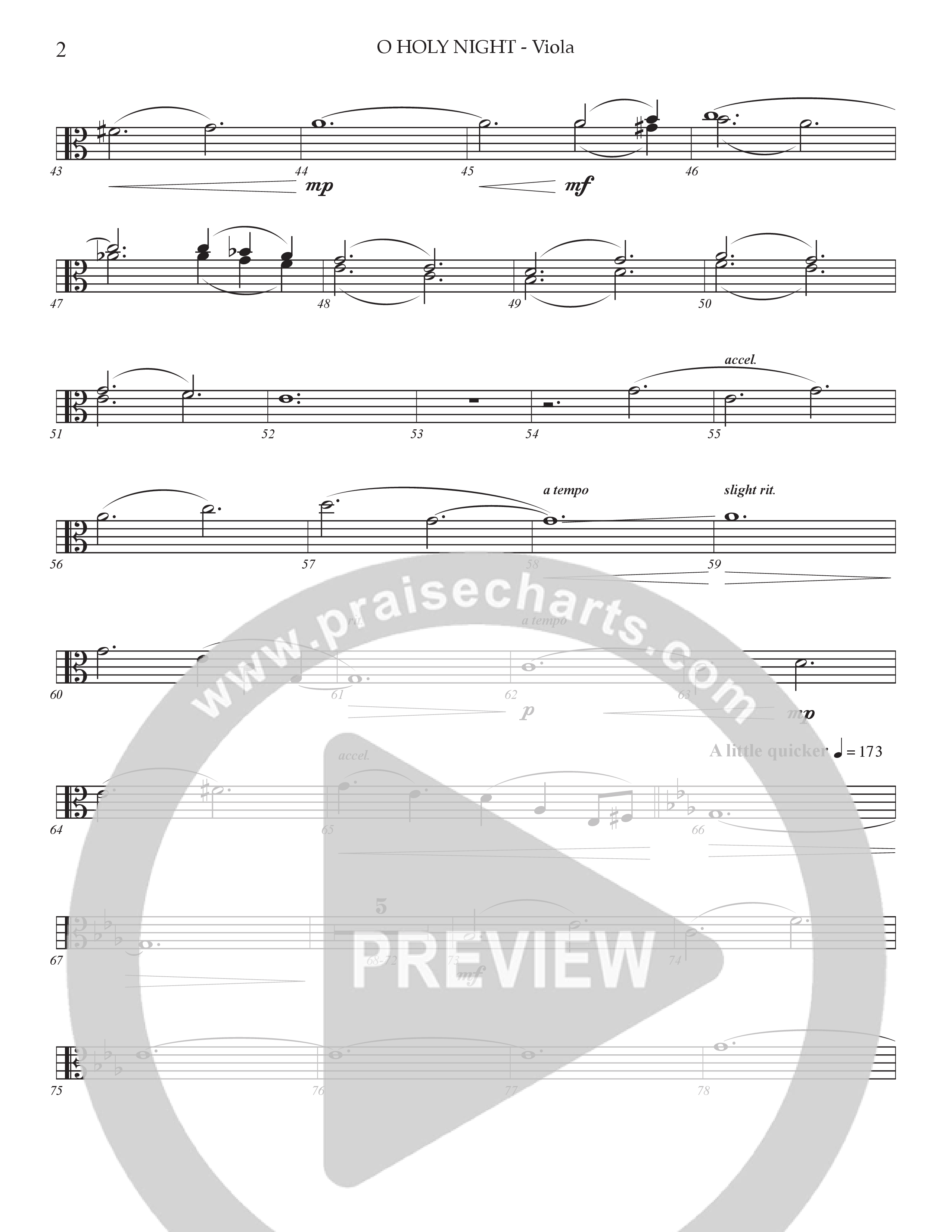 O Holy Night (Choral Anthem SATB) Viola (Prestonwood Worship / Arr. Jonathan Walker)