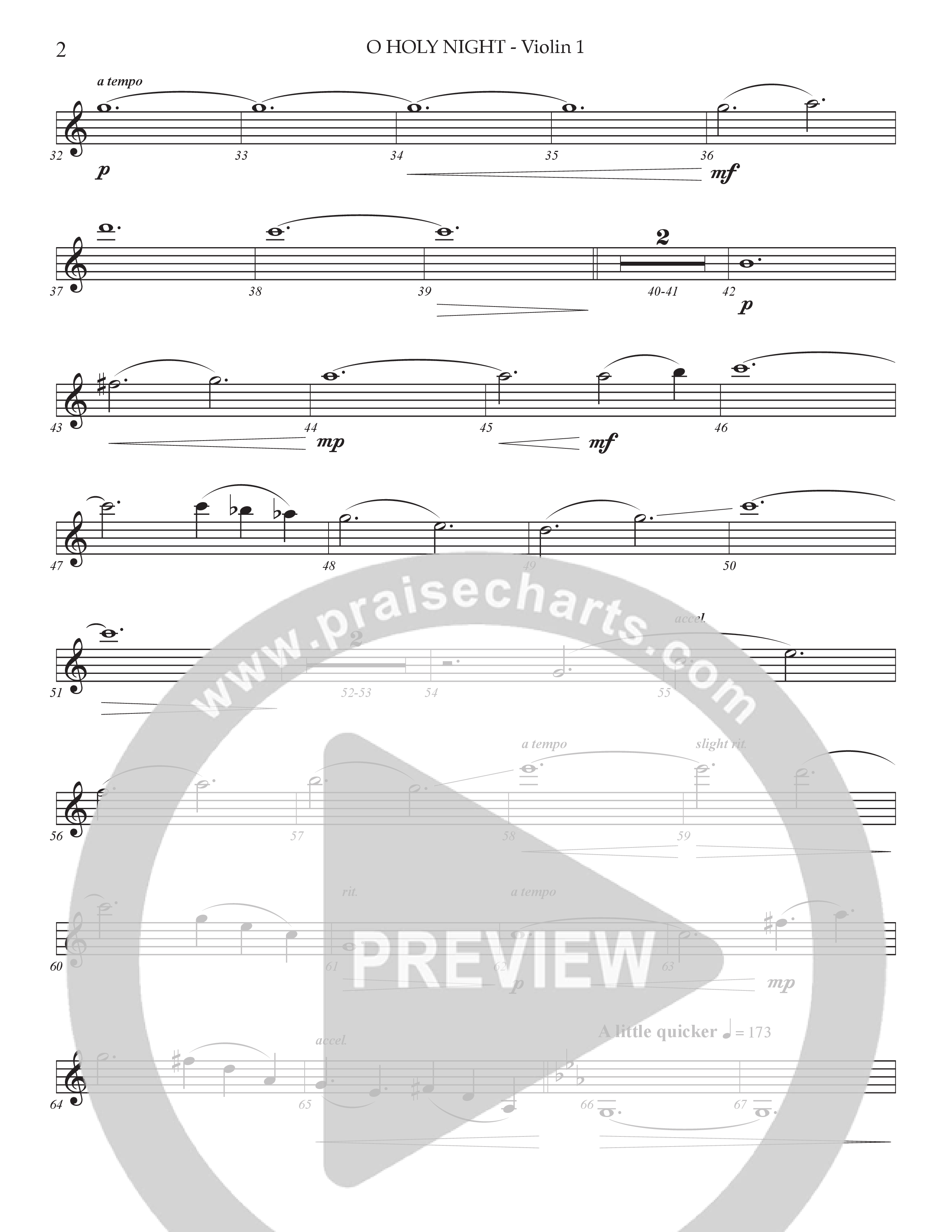 O Holy Night (Choral Anthem SATB) Violin 1 (Prestonwood Worship / Arr. Jonathan Walker)