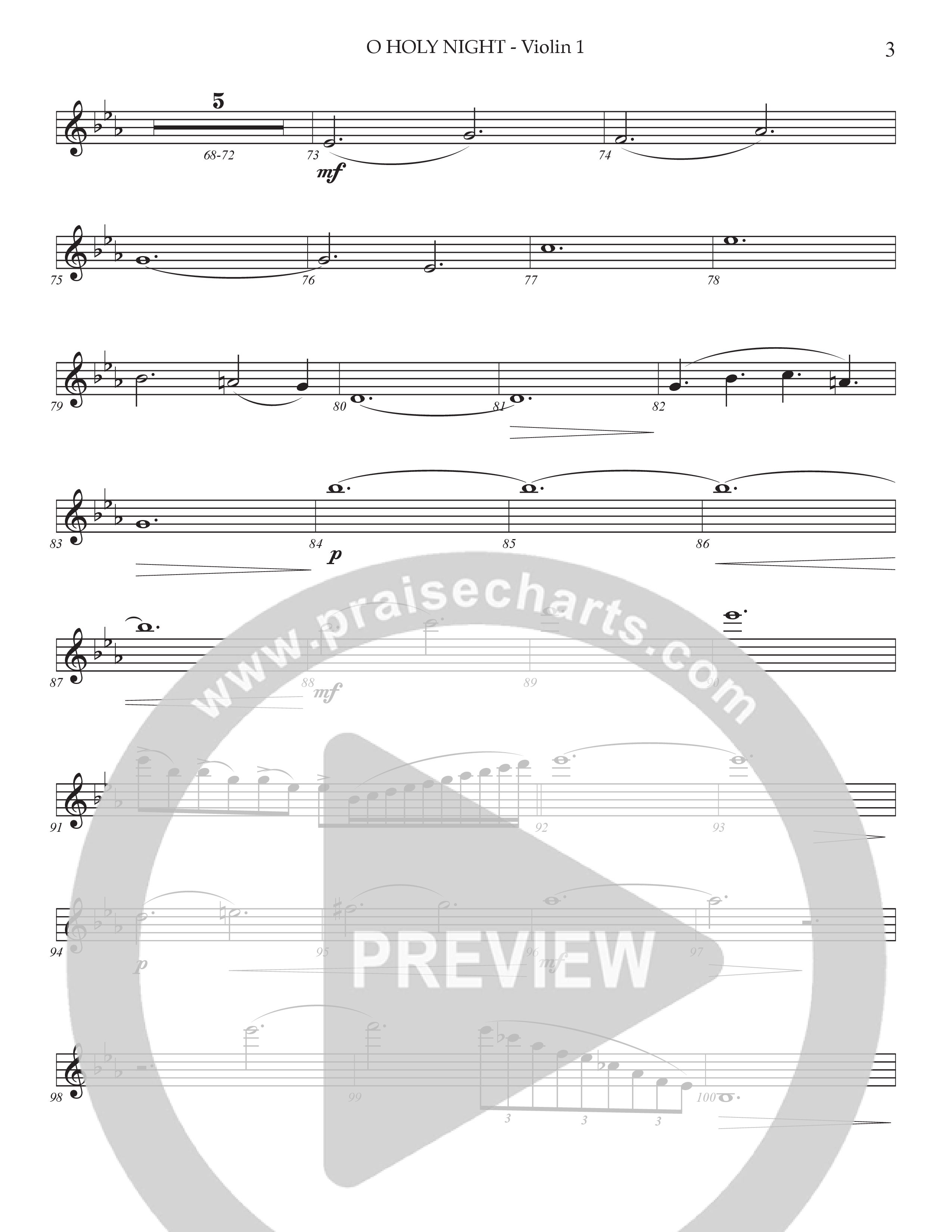 O Holy Night (Choral Anthem SATB) Violin 1 (Prestonwood Worship / Arr. Jonathan Walker)