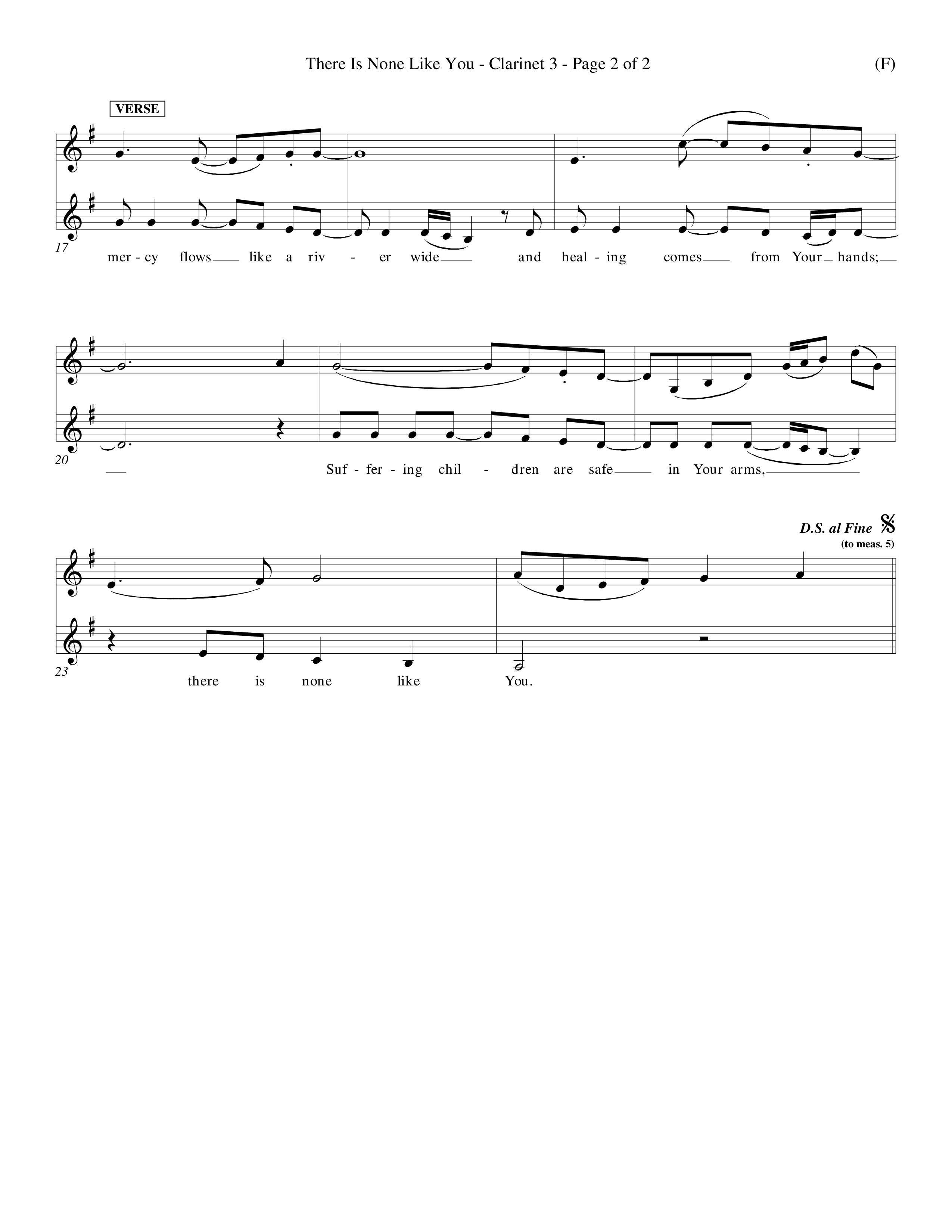 There Is None Like You (Choral Anthem SATB) Clarinet 3 (Word Music Choral / Orch. Ed Hogan)