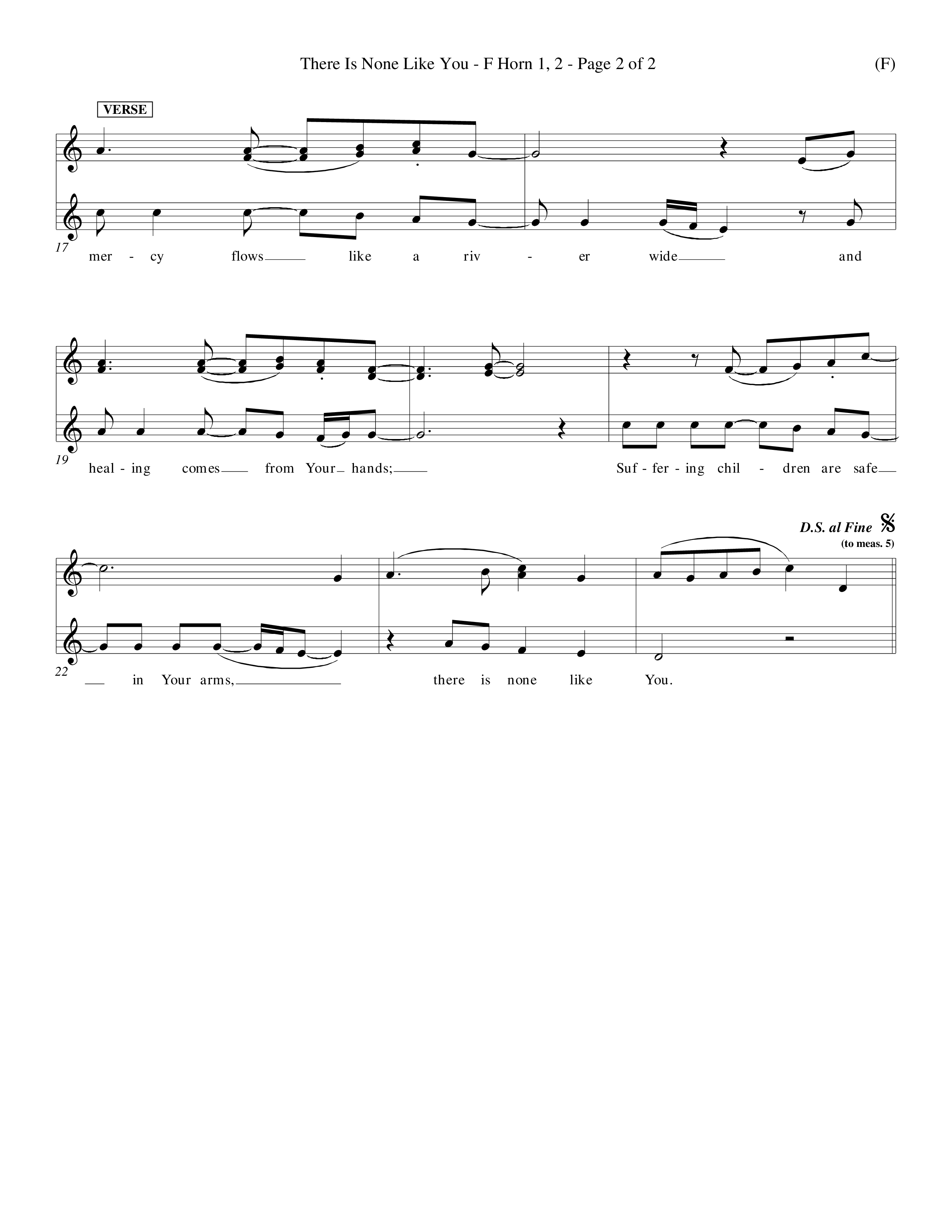 There Is None Like You (Choral Anthem SATB) French Horn (Word Music Choral / Orch. Ed Hogan)
