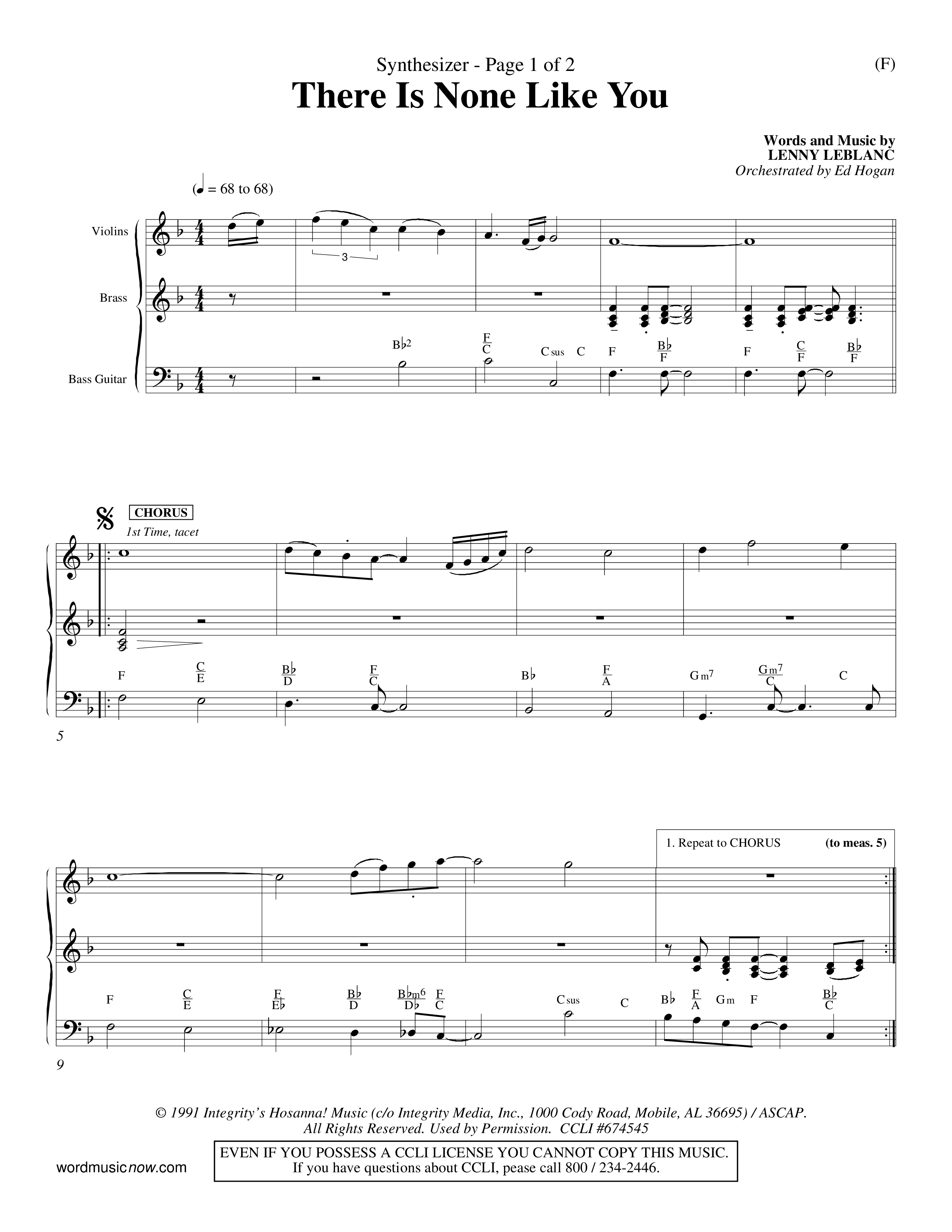 There Is None Like You (Choral Anthem SATB) Synth (Word Music Choral / Orch. Ed Hogan)