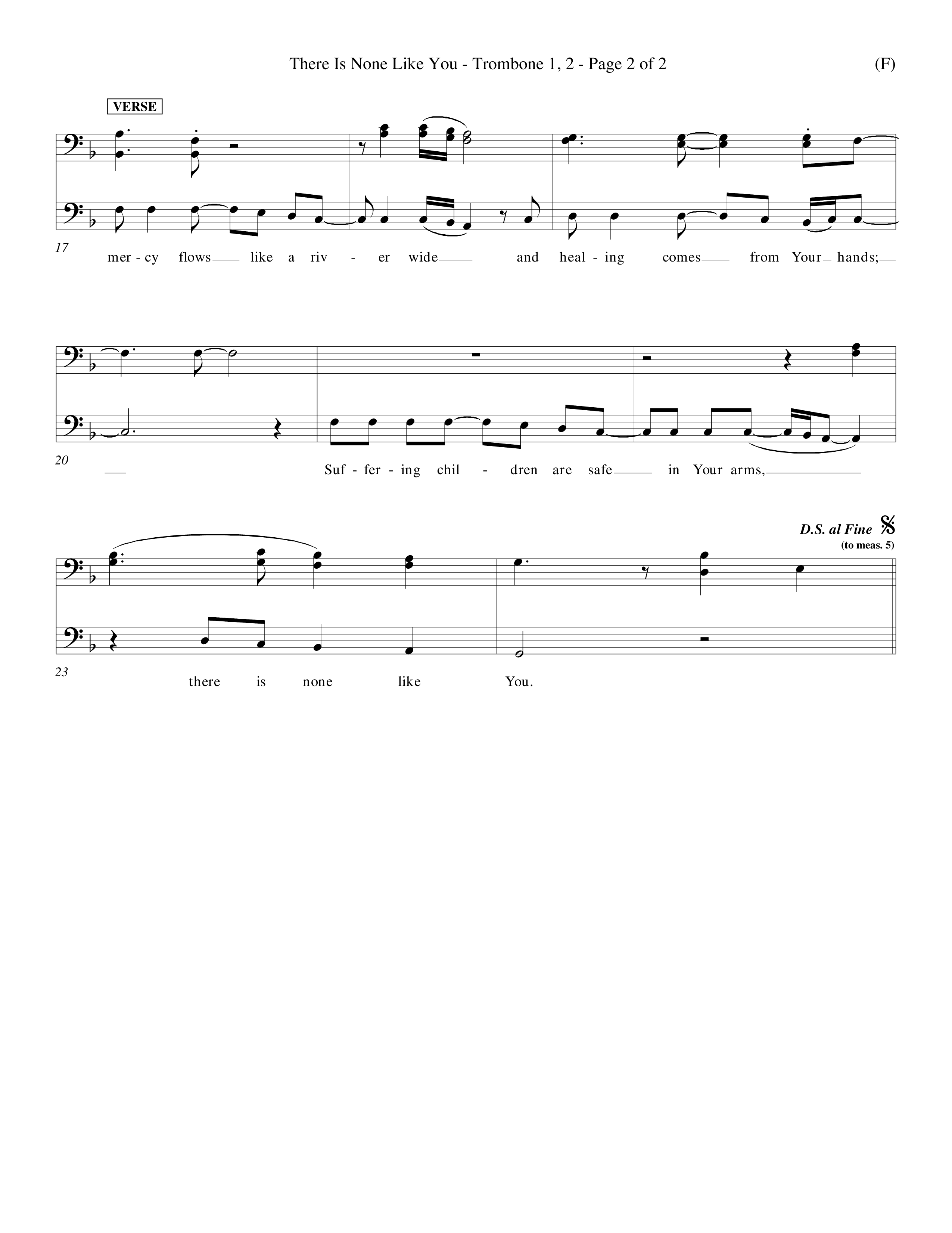 There Is None Like You (Choral Anthem SATB) Trombone 1/2 (Word Music Choral / Orch. Ed Hogan)