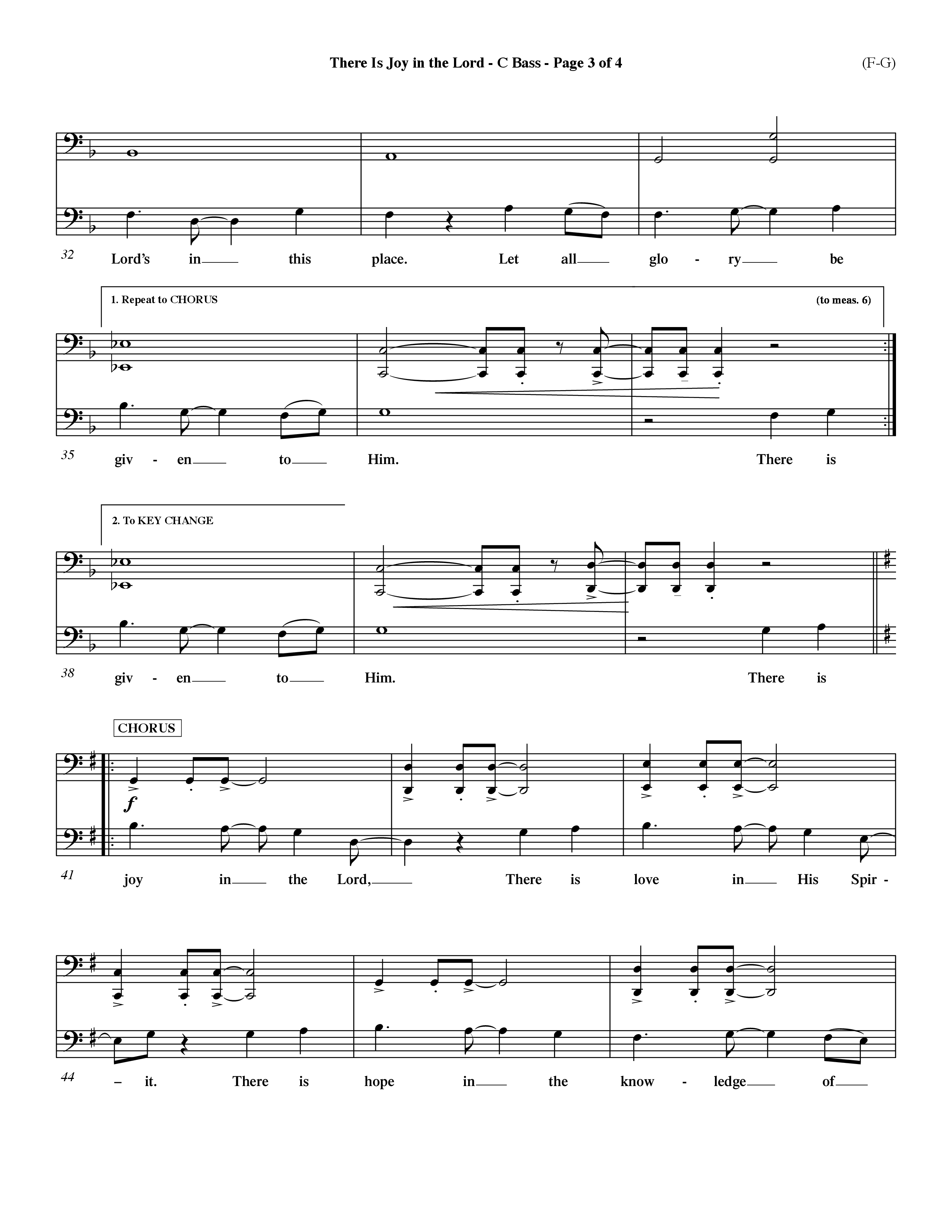 There Is Joy In The Lord (Choral Anthem SATB) Contrabass (Word Music Choral / Orch. Billy Payne)