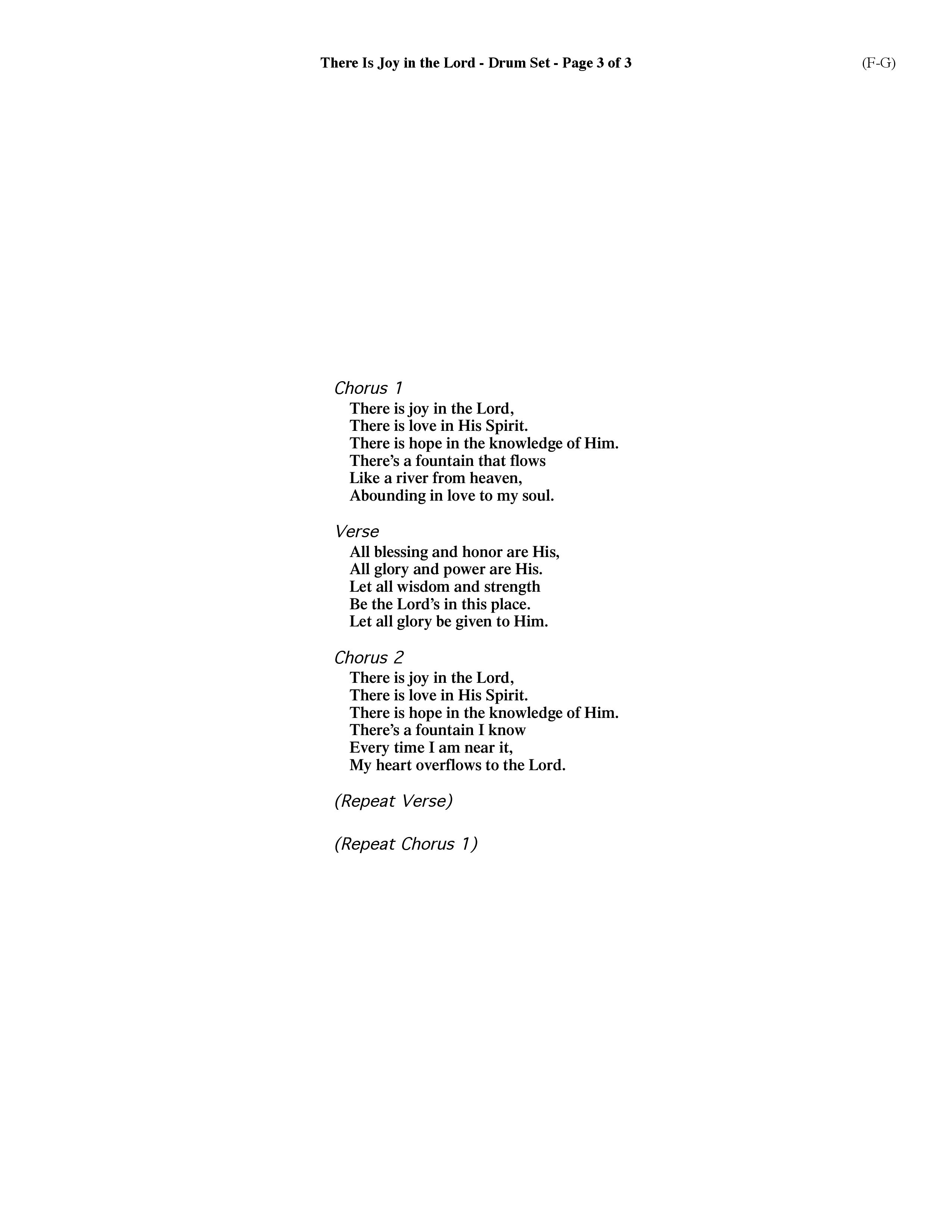 There Is Joy In The Lord (Choral Anthem SATB) Drum Set (Word Music Choral / Orch. Billy Payne)