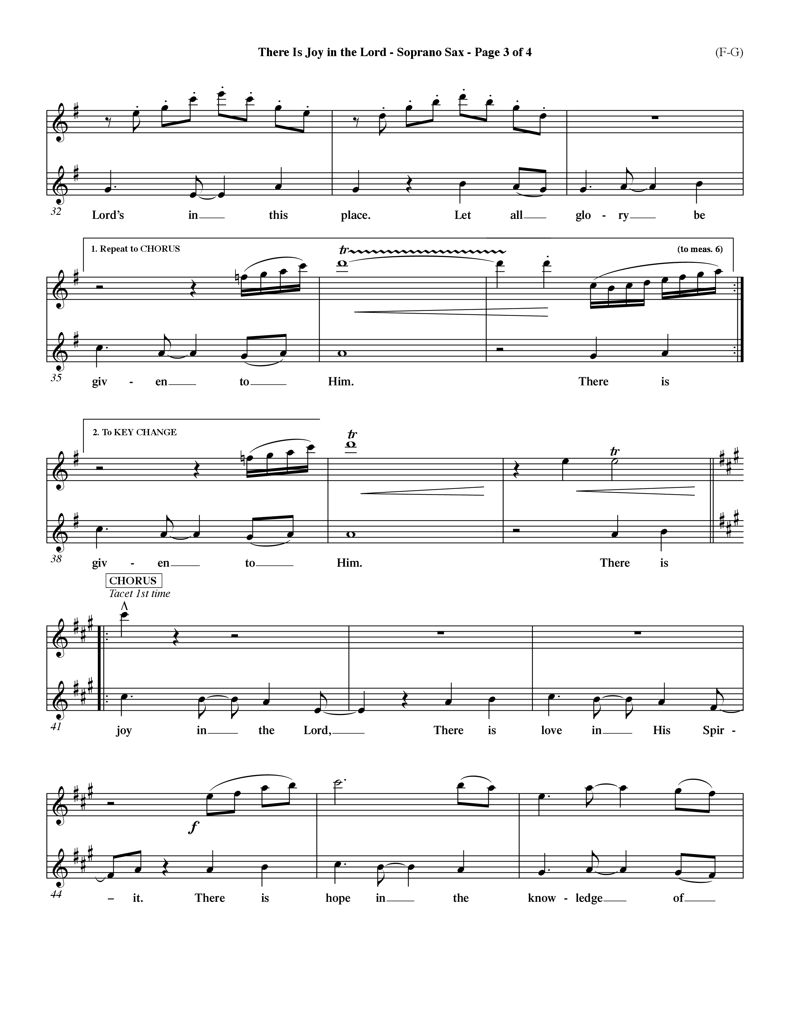 There Is Joy In The Lord (Choral Anthem SATB) Saxophone (Word Music Choral / Orch. Billy Payne)