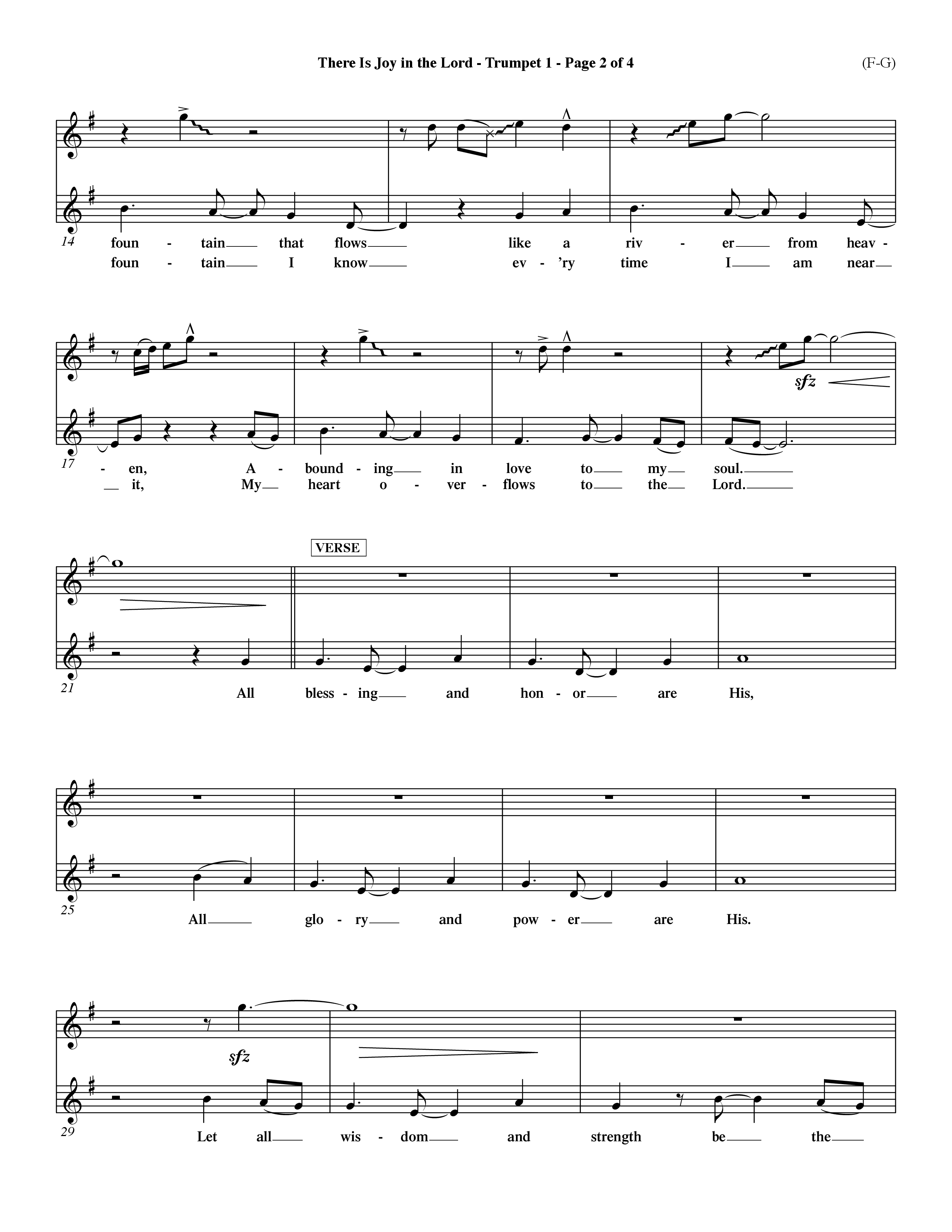 There Is Joy In The Lord (Choral Anthem SATB) Trumpet 1 (Word Music Choral / Orch. Billy Payne)