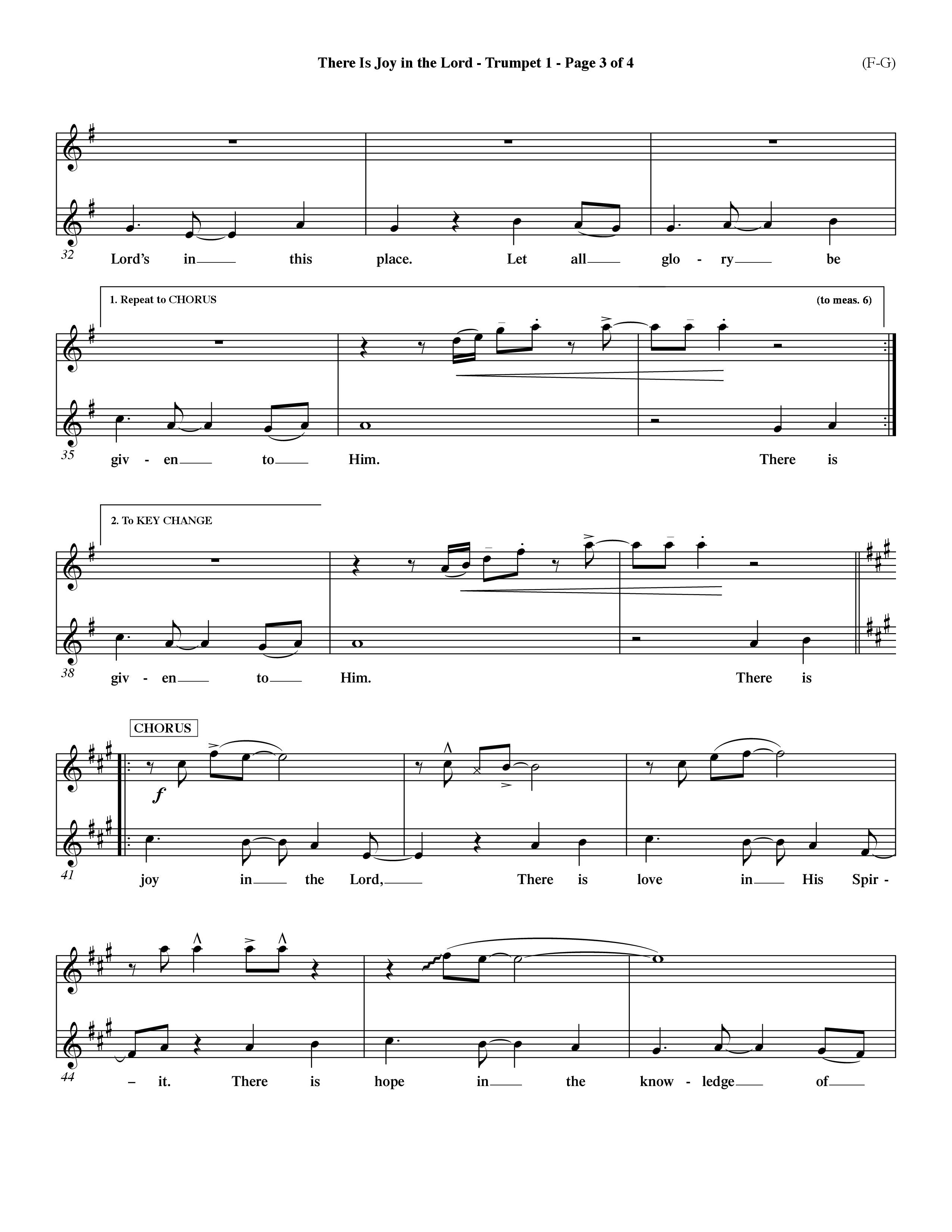 There Is Joy In The Lord (Choral Anthem SATB) Trumpet 1 (Word Music Choral / Orch. Billy Payne)