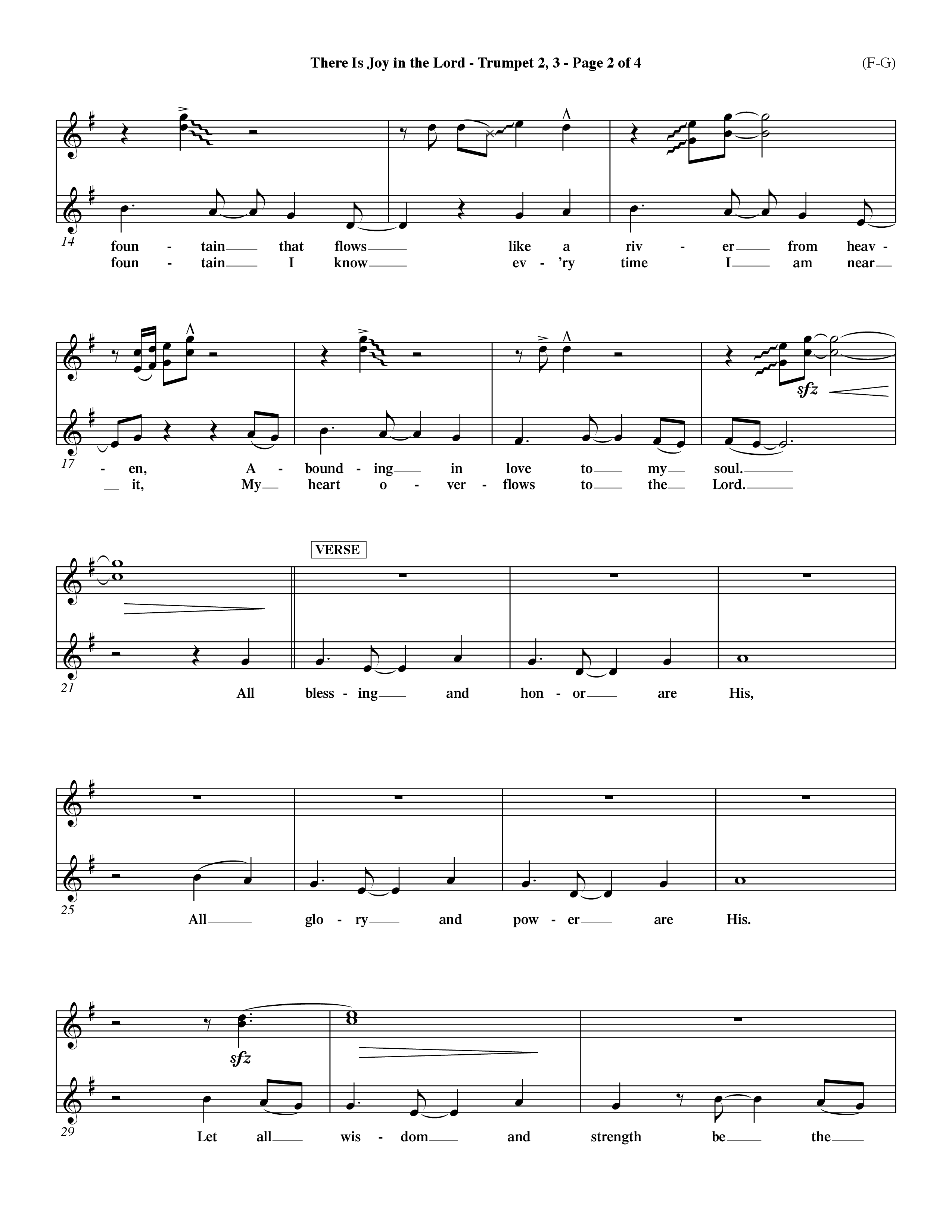 There Is Joy In The Lord (Choral Anthem SATB) Trumpet 2/3 (Word Music Choral / Orch. Billy Payne)