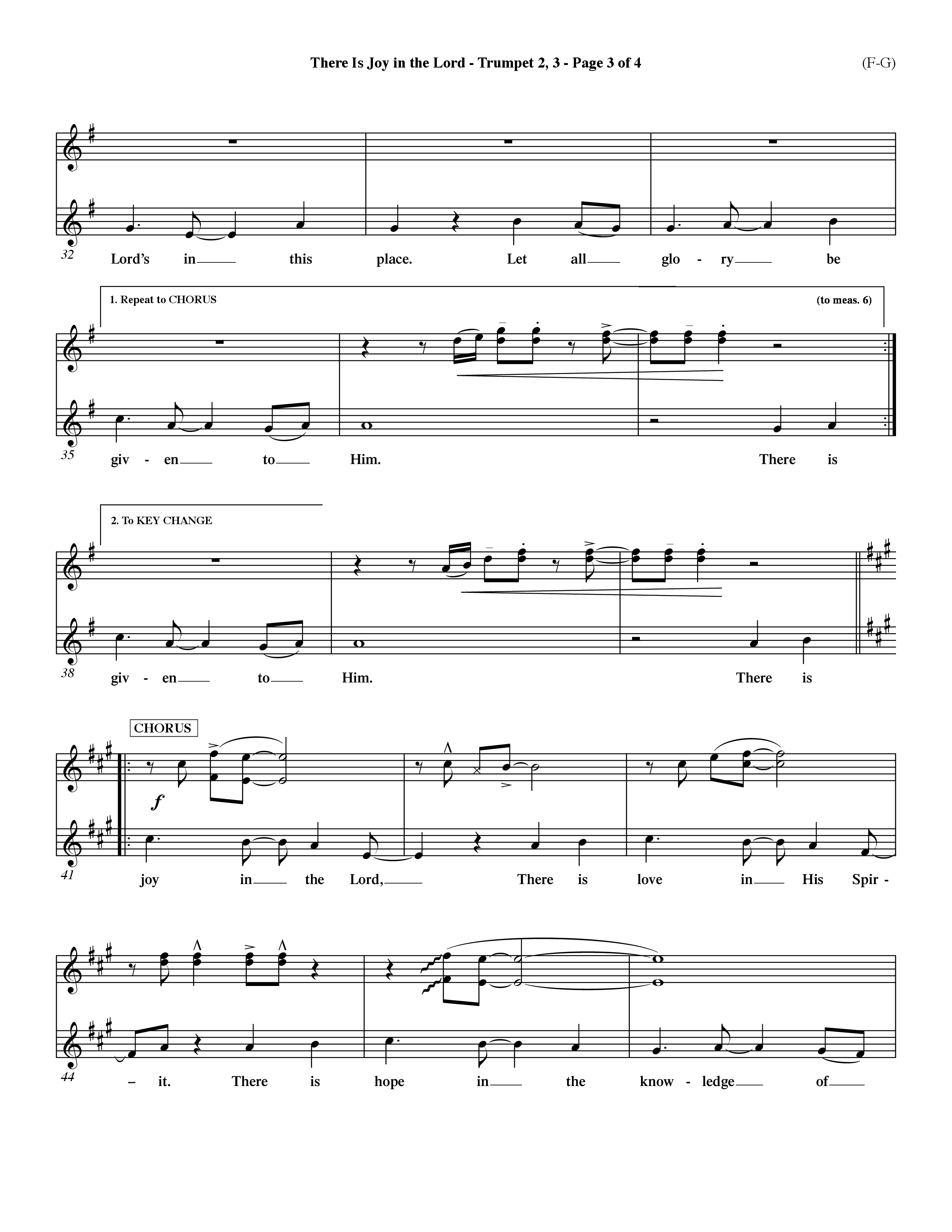 There Is Joy In The Lord (Choral Anthem SATB) Trumpet 2/3 (Word Music Choral / Orch. Billy Payne)