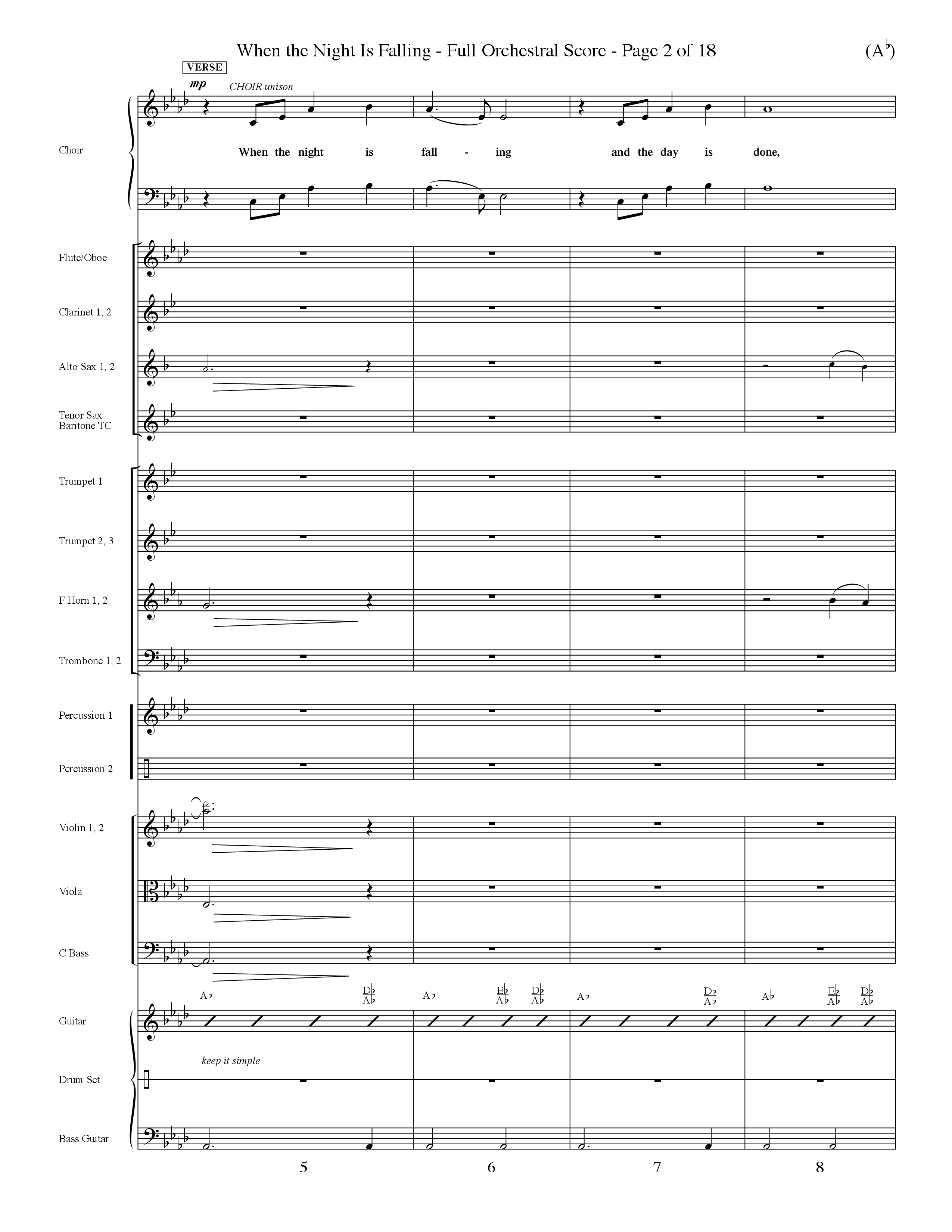 When The Night Is Falling (Choral Anthem SATB) Orchestration (Word Music Choral / Orch. Keith Christopher)