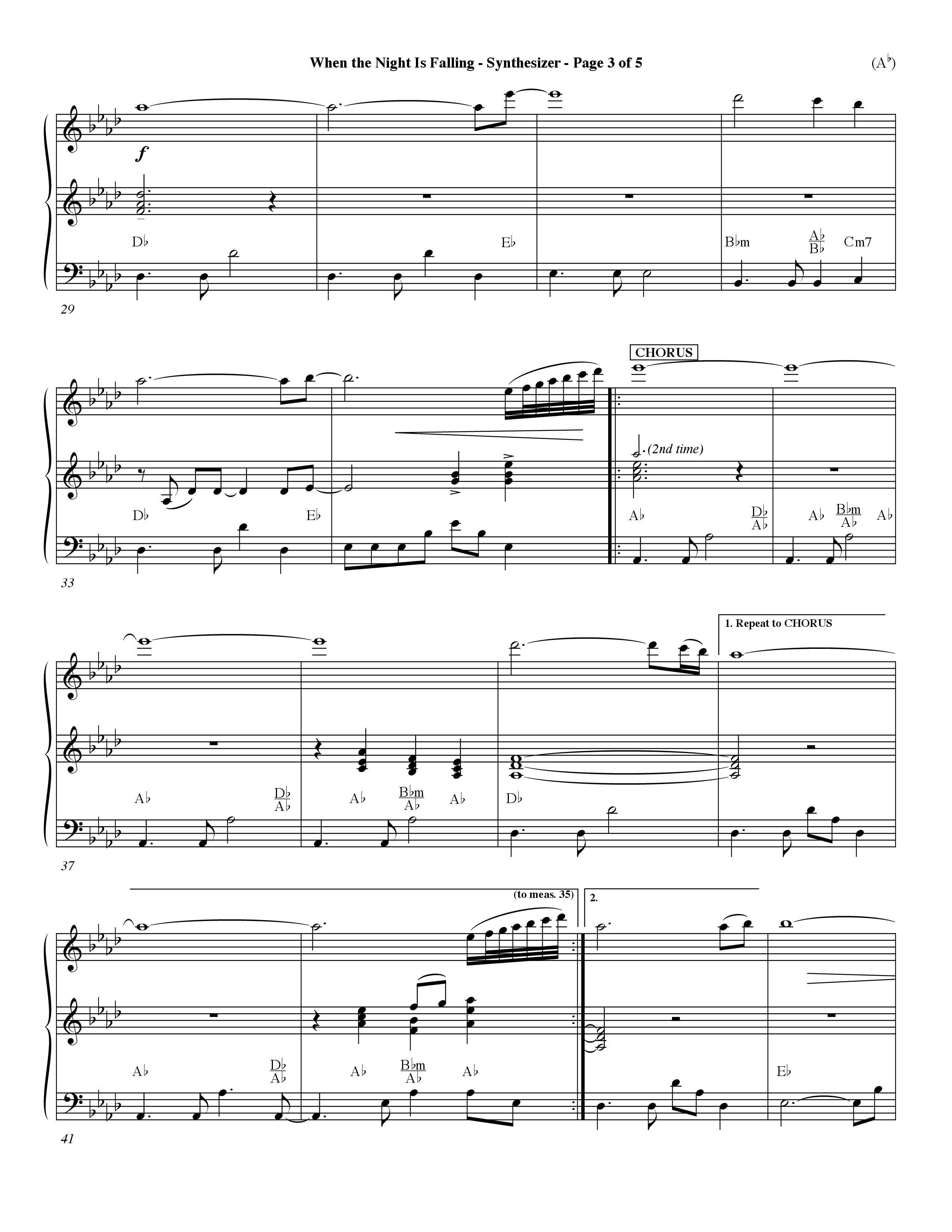 When The Night Is Falling (Choral Anthem SATB) Synth (Word Music Choral / Orch. Keith Christopher)