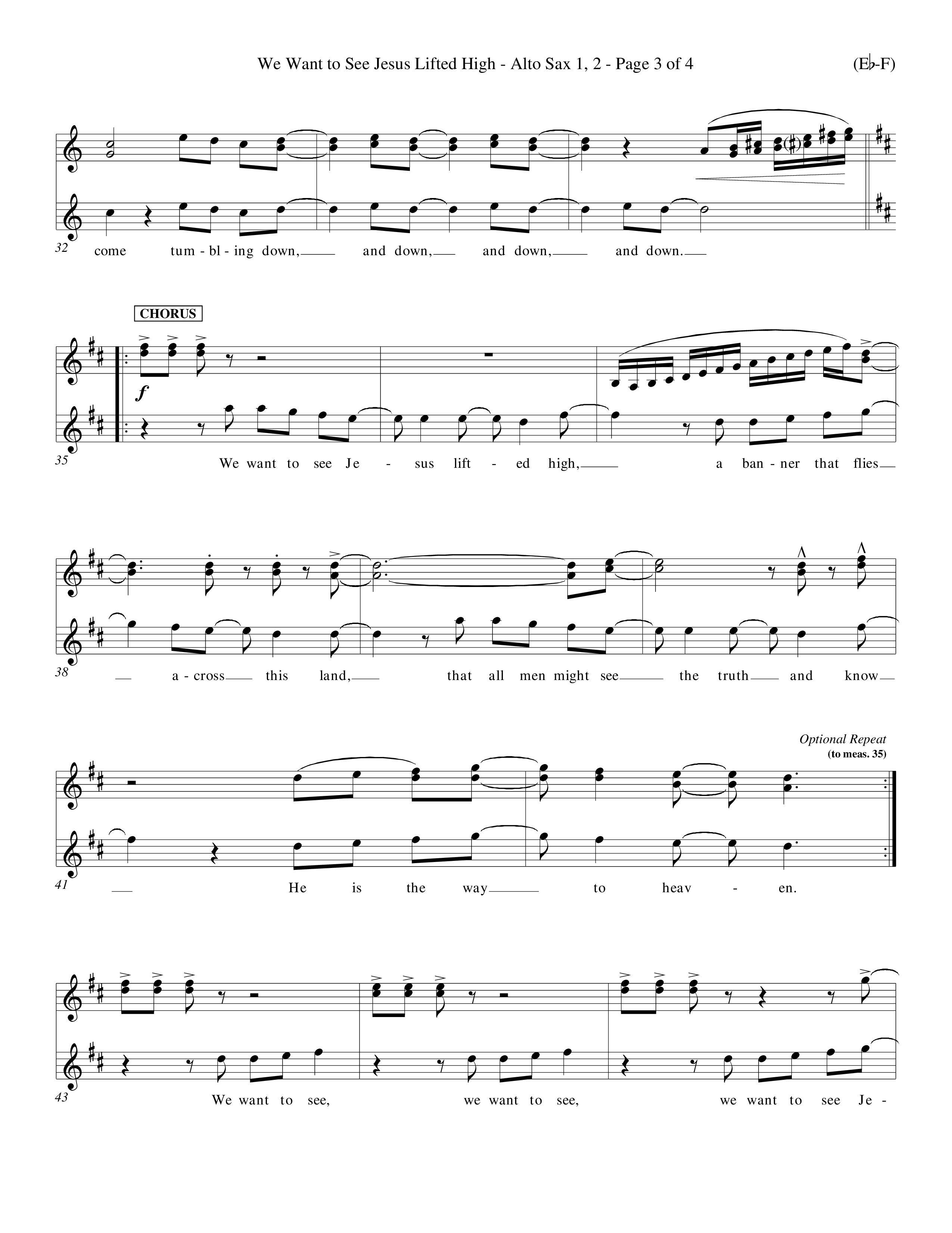 We Want To See Jesus Lifted High (Choral Anthem SATB) Alto Sax 1/2 (Word Music Choral / Orch. Keith Wilbanks / Orch. Keith Christopher)