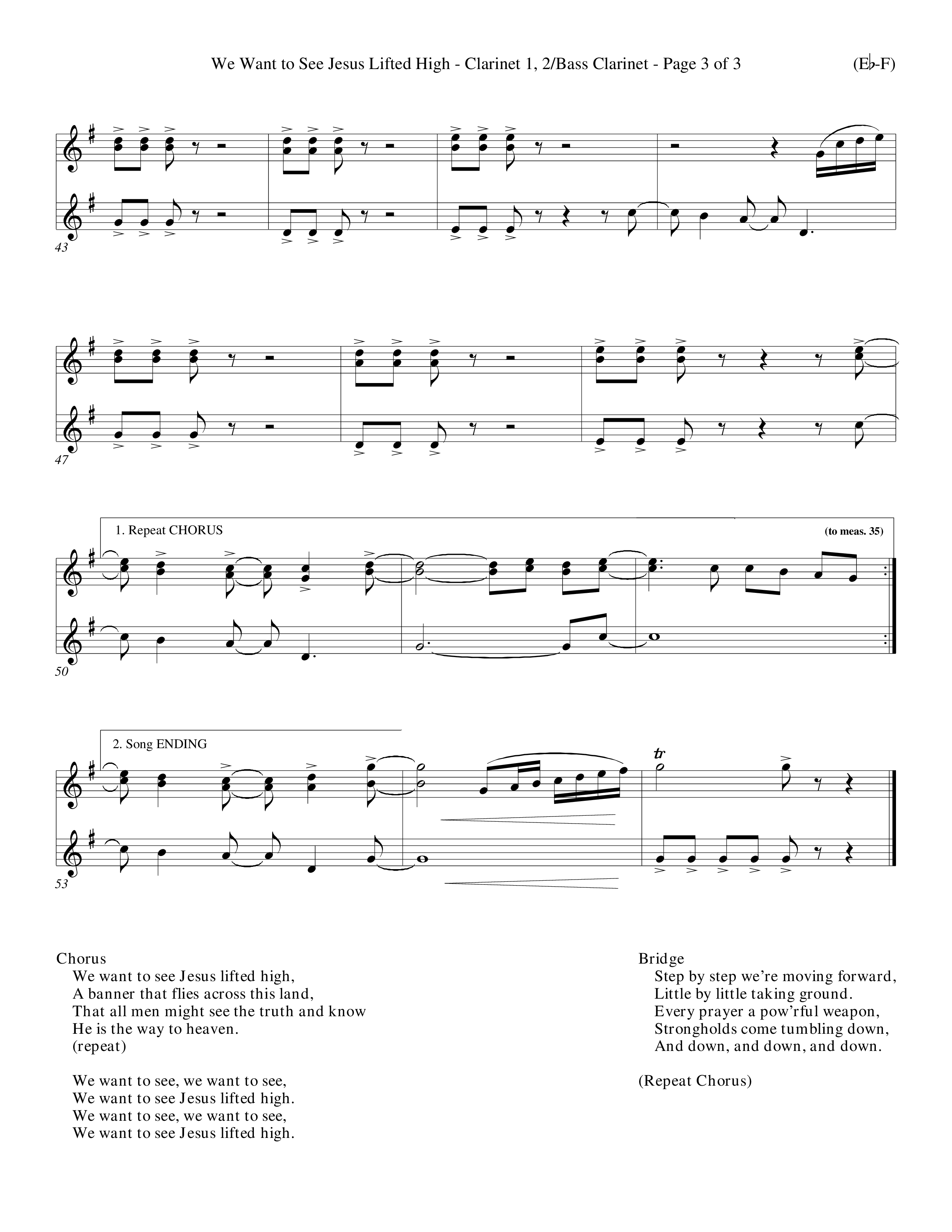 We Want To See Jesus Lifted High (Choral Anthem SATB) Clarinet 1/2, Bass Clarinet (Word Music Choral / Orch. Keith Wilbanks / Orch. Keith Christopher)