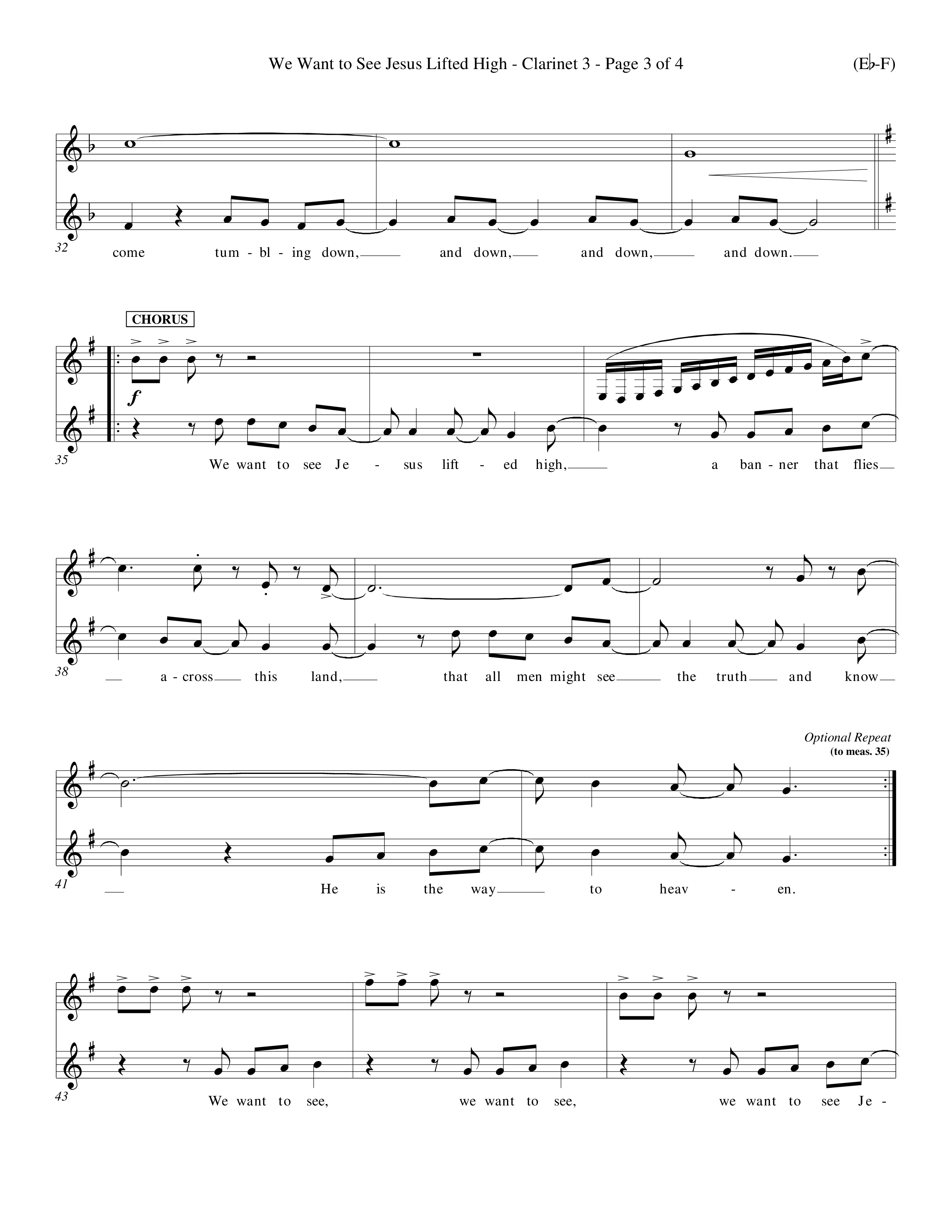 We Want To See Jesus Lifted High (Choral Anthem SATB) Clarinet 3 (Word Music Choral / Orch. Keith Wilbanks / Orch. Keith Christopher)