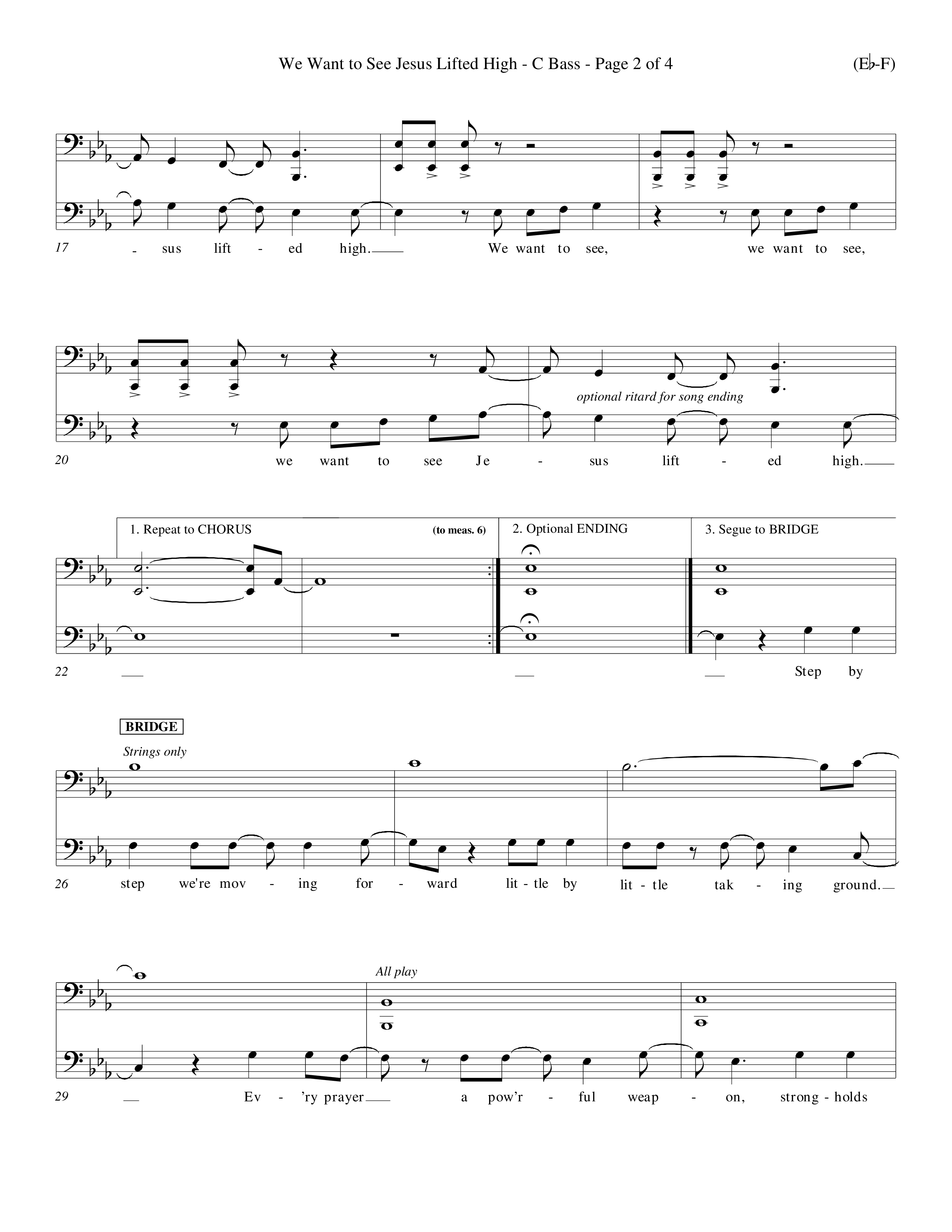 We Want To See Jesus Lifted High (Choral Anthem SATB) Contrabass (Word Music Choral / Orch. Keith Wilbanks / Orch. Keith Christopher)