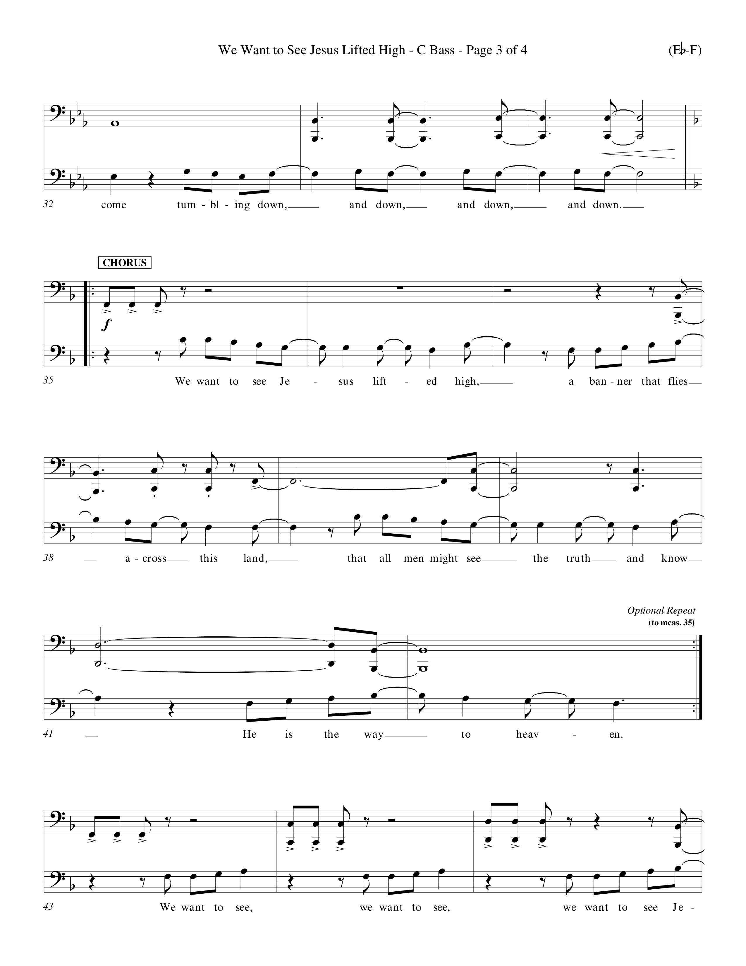 We Want To See Jesus Lifted High (Choral Anthem SATB) Contrabass (Word Music Choral / Orch. Keith Wilbanks / Orch. Keith Christopher)
