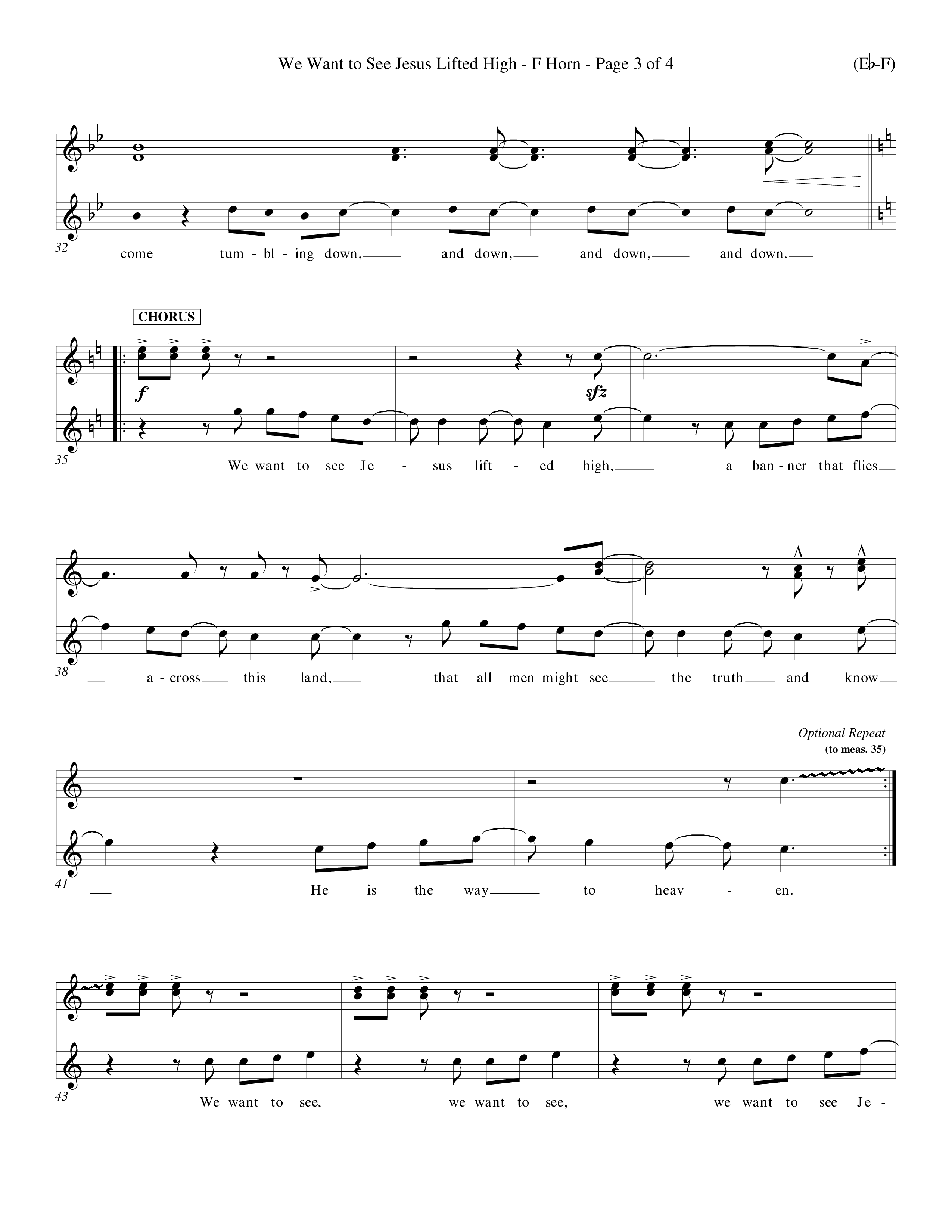 We Want To See Jesus Lifted High (Choral Anthem SATB) French Horn (Word Music Choral / Orch. Keith Wilbanks / Orch. Keith Christopher)