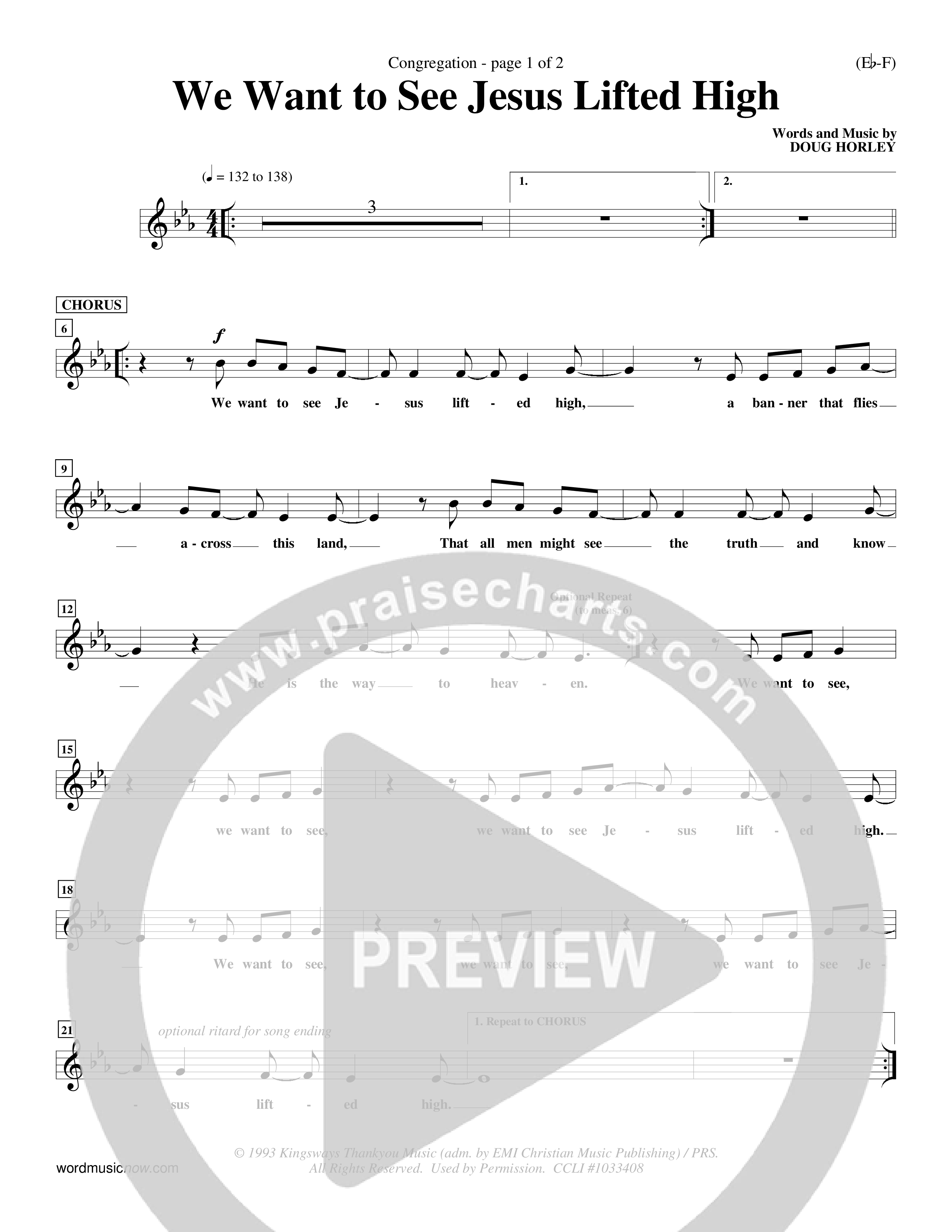 We Want To See Jesus Lifted High (Choral Anthem SATB) Lead Sheet (Mel) (Word Music Choral / Orch. Keith Wilbanks / Orch. Keith Christopher)