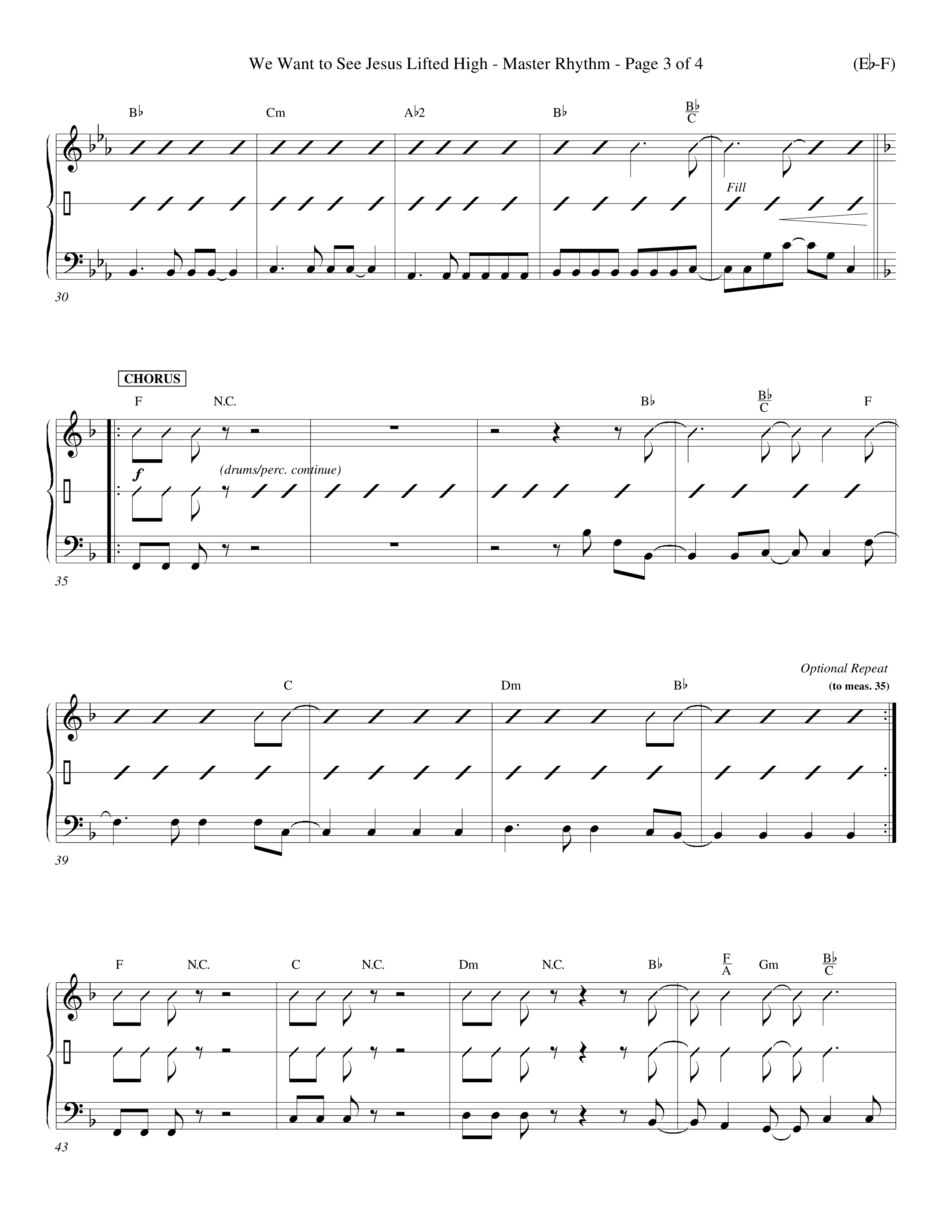 We Want To See Jesus Lifted High (Choral Anthem SATB) Rhythm Chart (Word Music Choral / Orch. Keith Wilbanks / Orch. Keith Christopher)