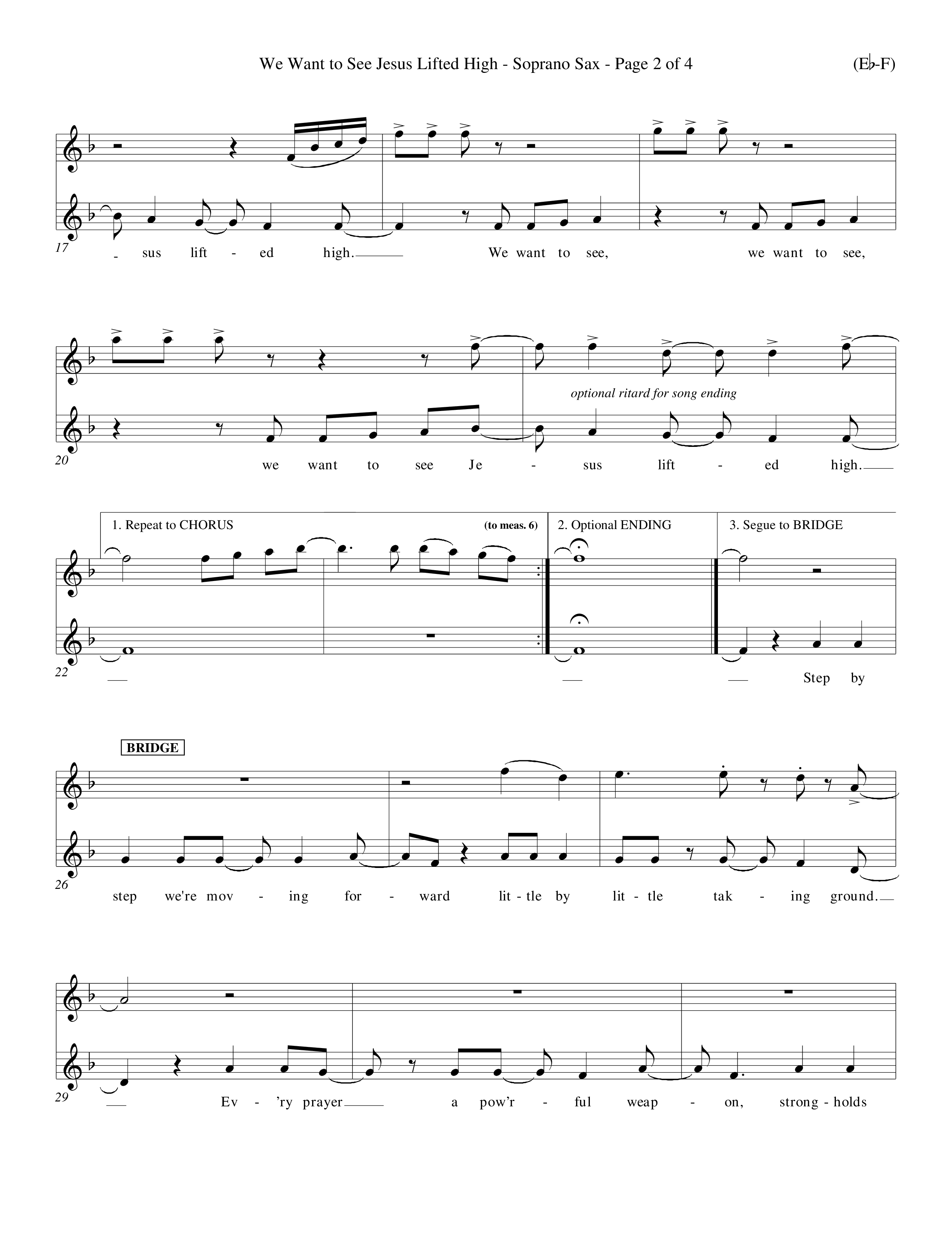 We Want To See Jesus Lifted High (Choral Anthem SATB) Saxophone (Word Music Choral / Orch. Keith Wilbanks / Orch. Keith Christopher)
