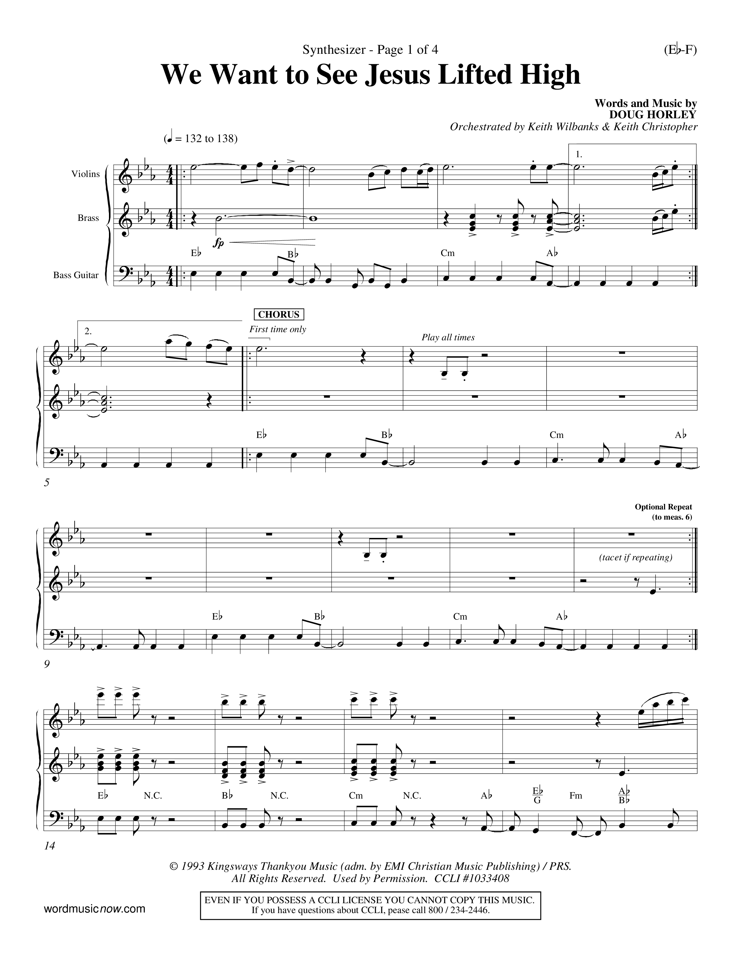 We Want To See Jesus Lifted High (Choral Anthem SATB) Synth (Word Music Choral / Orch. Keith Wilbanks / Orch. Keith Christopher)