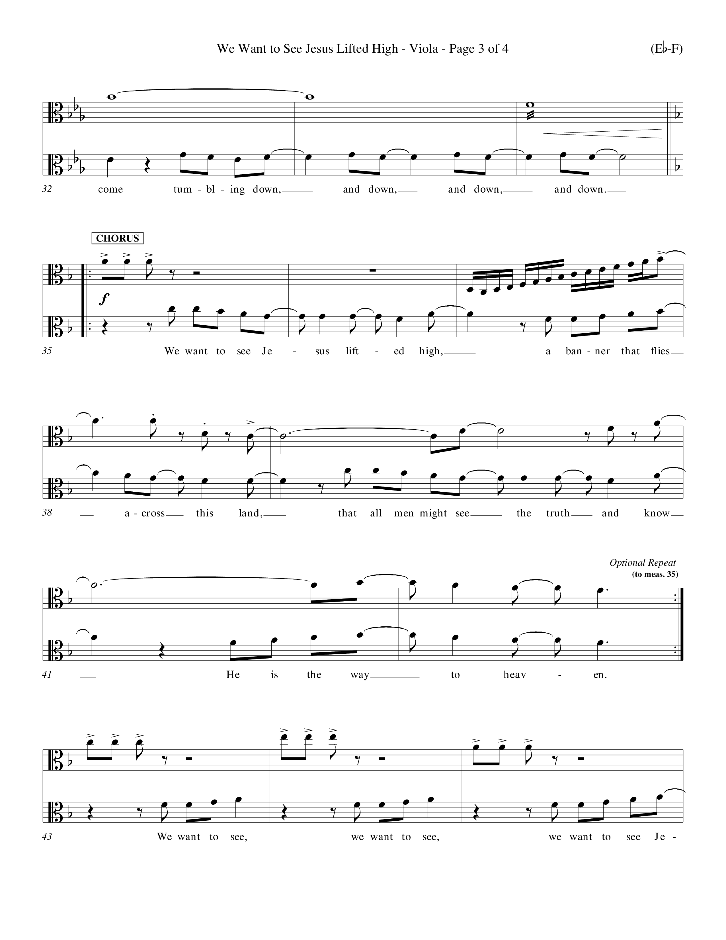 We Want To See Jesus Lifted High (Choral Anthem SATB) Viola (Word Music Choral / Orch. Keith Wilbanks / Orch. Keith Christopher)