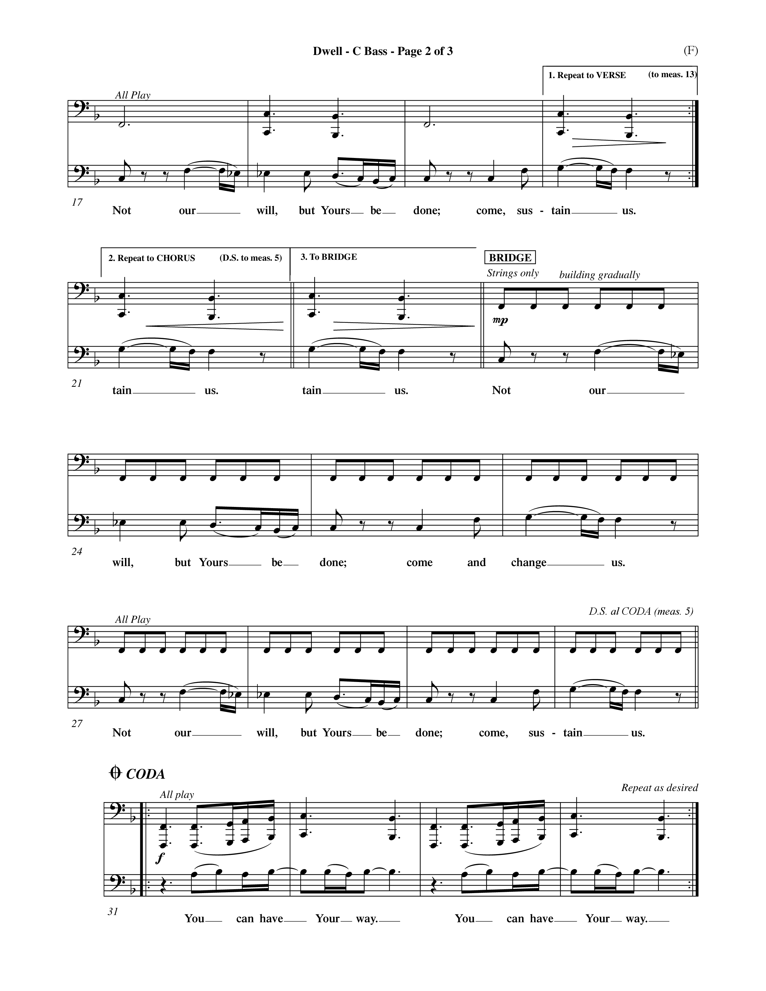 Dwell (Choral Anthem SATB) Contrabass (Word Music Choral / Orch. Michael Lawrence)