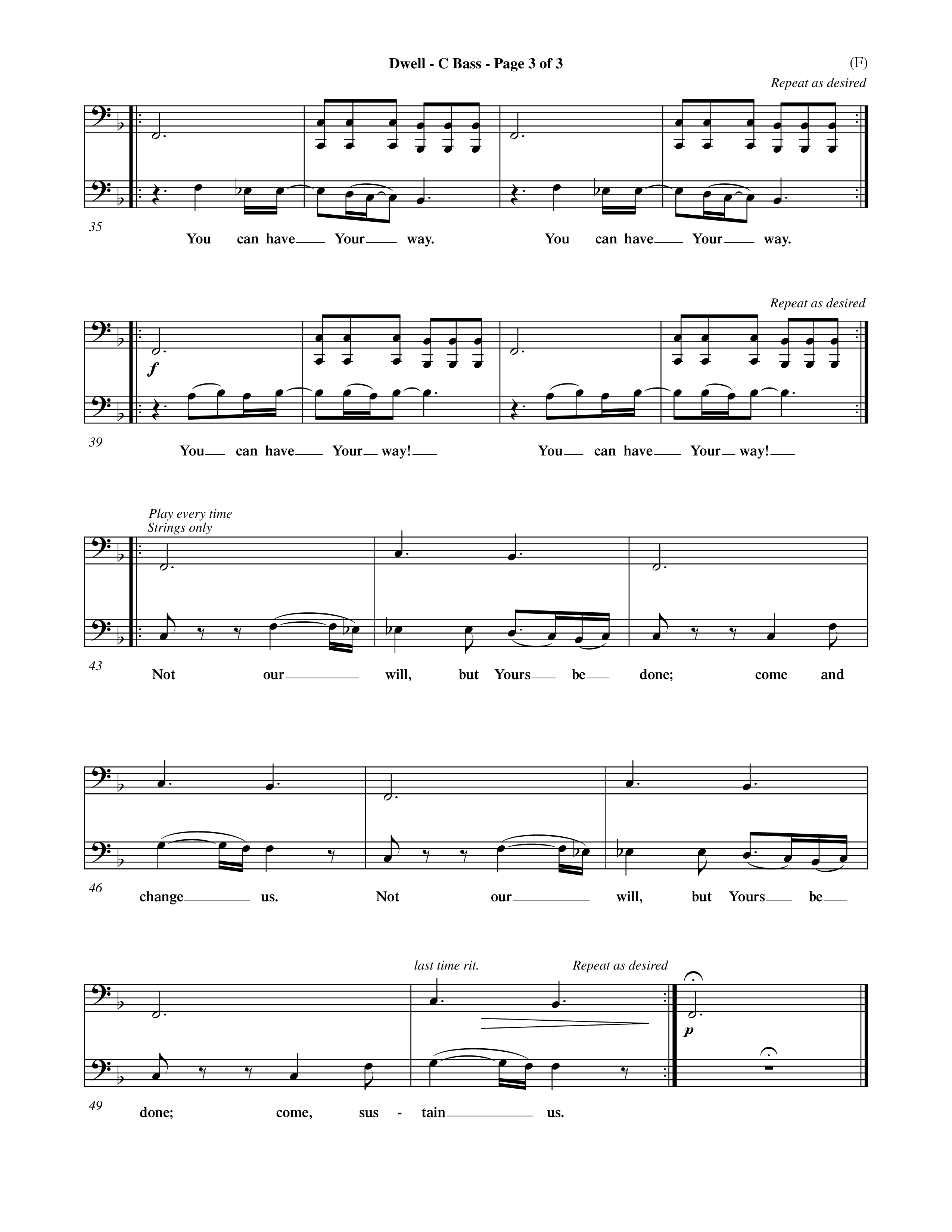 Dwell (Choral Anthem SATB) Contrabass (Word Music Choral / Orch. Michael Lawrence)
