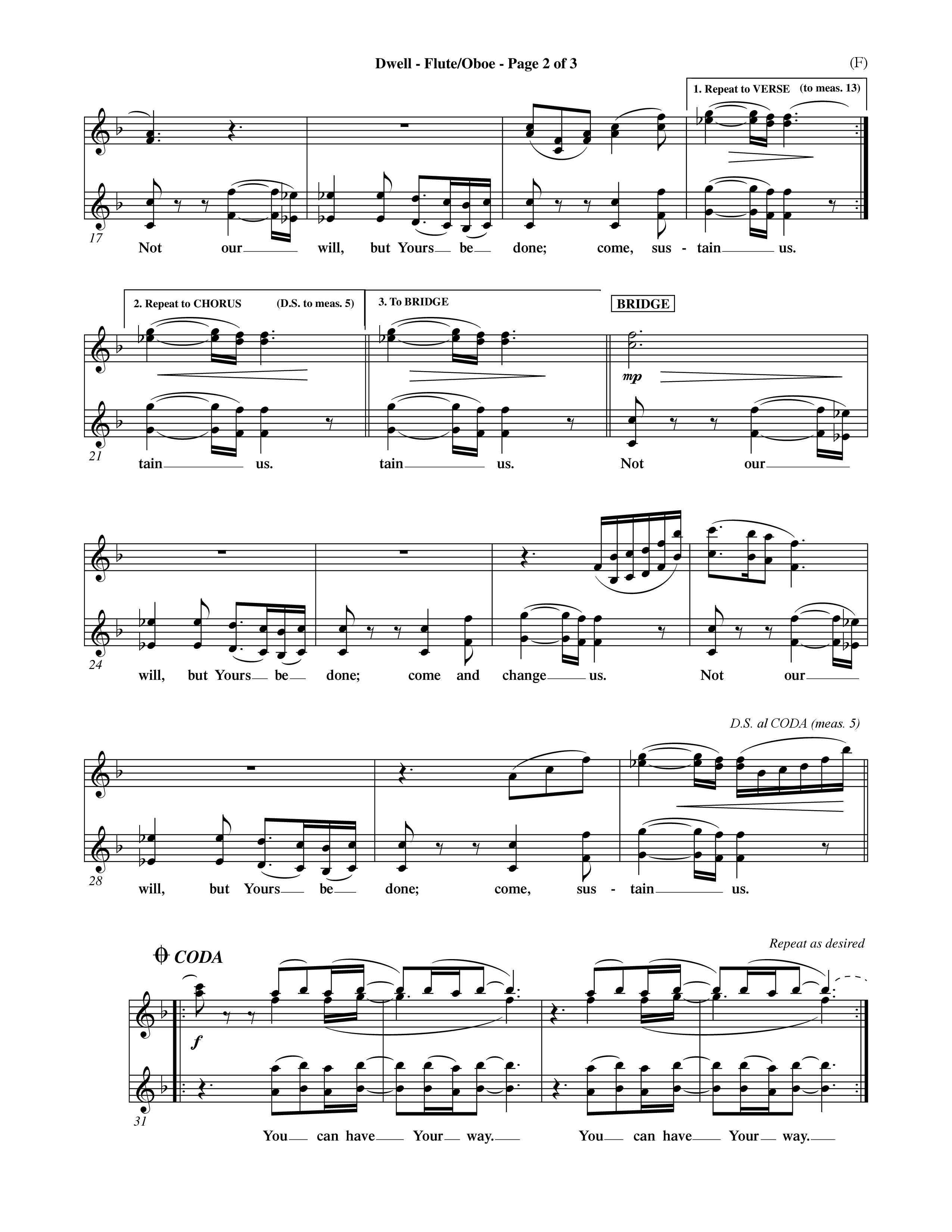 Dwell (Choral Anthem SATB) Flute/Oboe (Word Music Choral / Orch. Michael Lawrence)