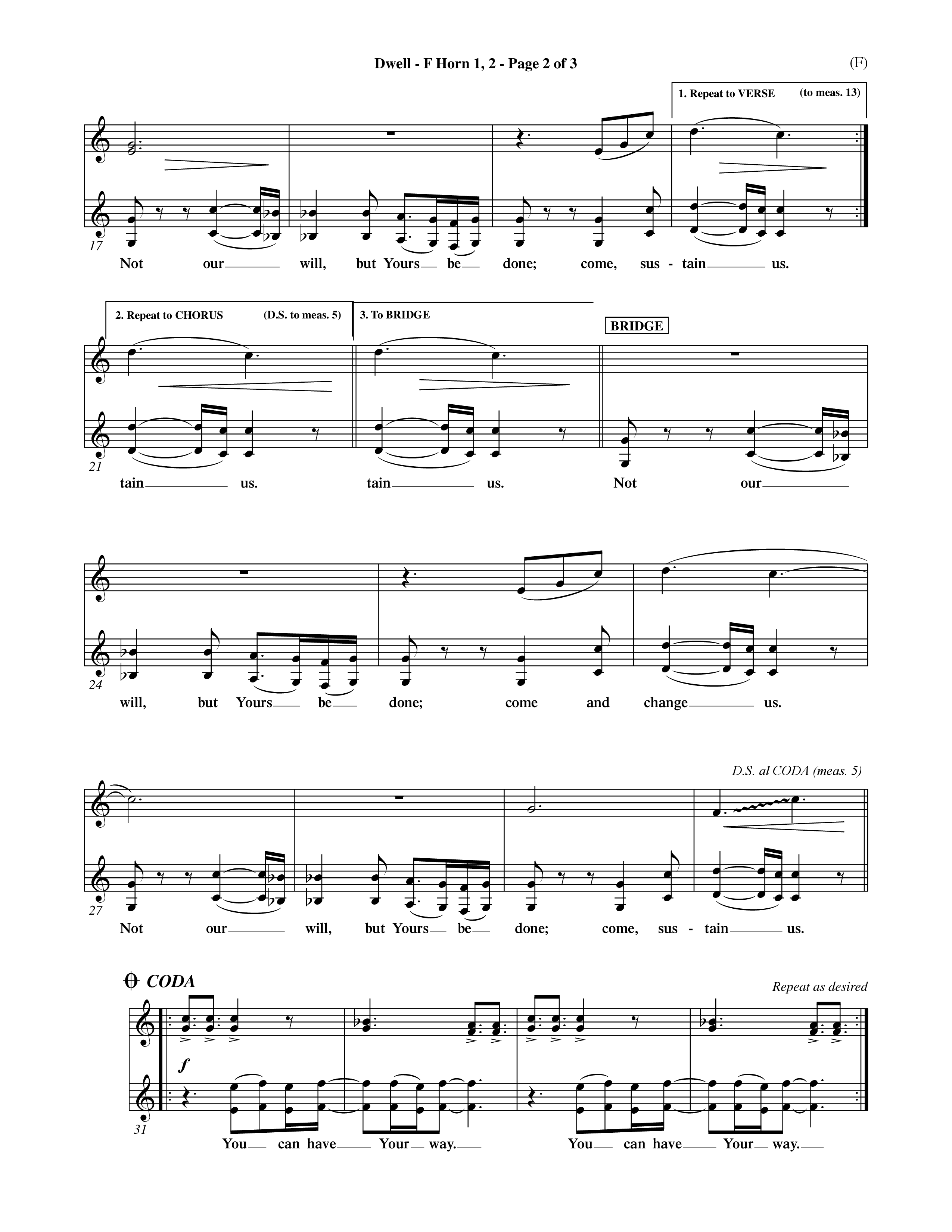 Dwell (Choral Anthem SATB) French Horn (Word Music Choral / Orch. Michael Lawrence)