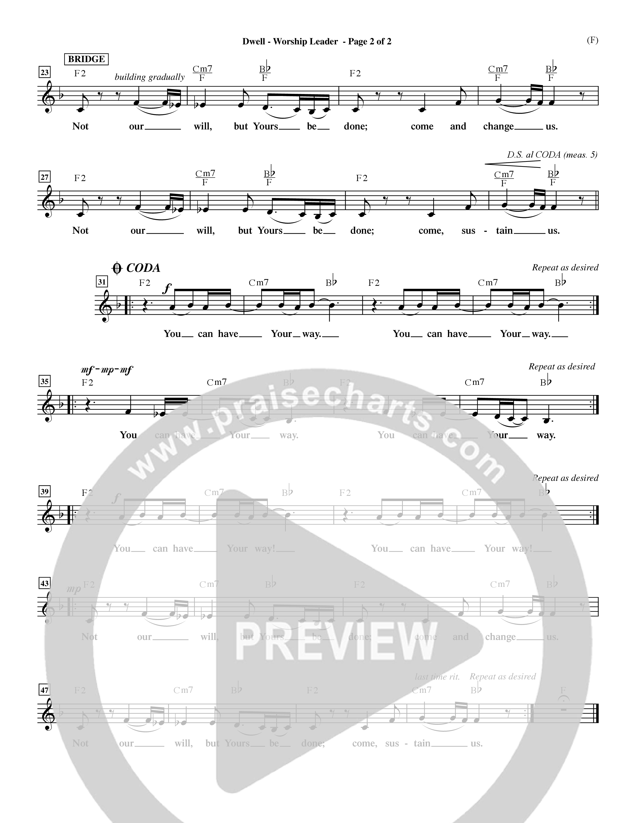 Dwell (Choral Anthem SATB) Lead Sheet (Mel) (Word Music Choral / Orch. Michael Lawrence)