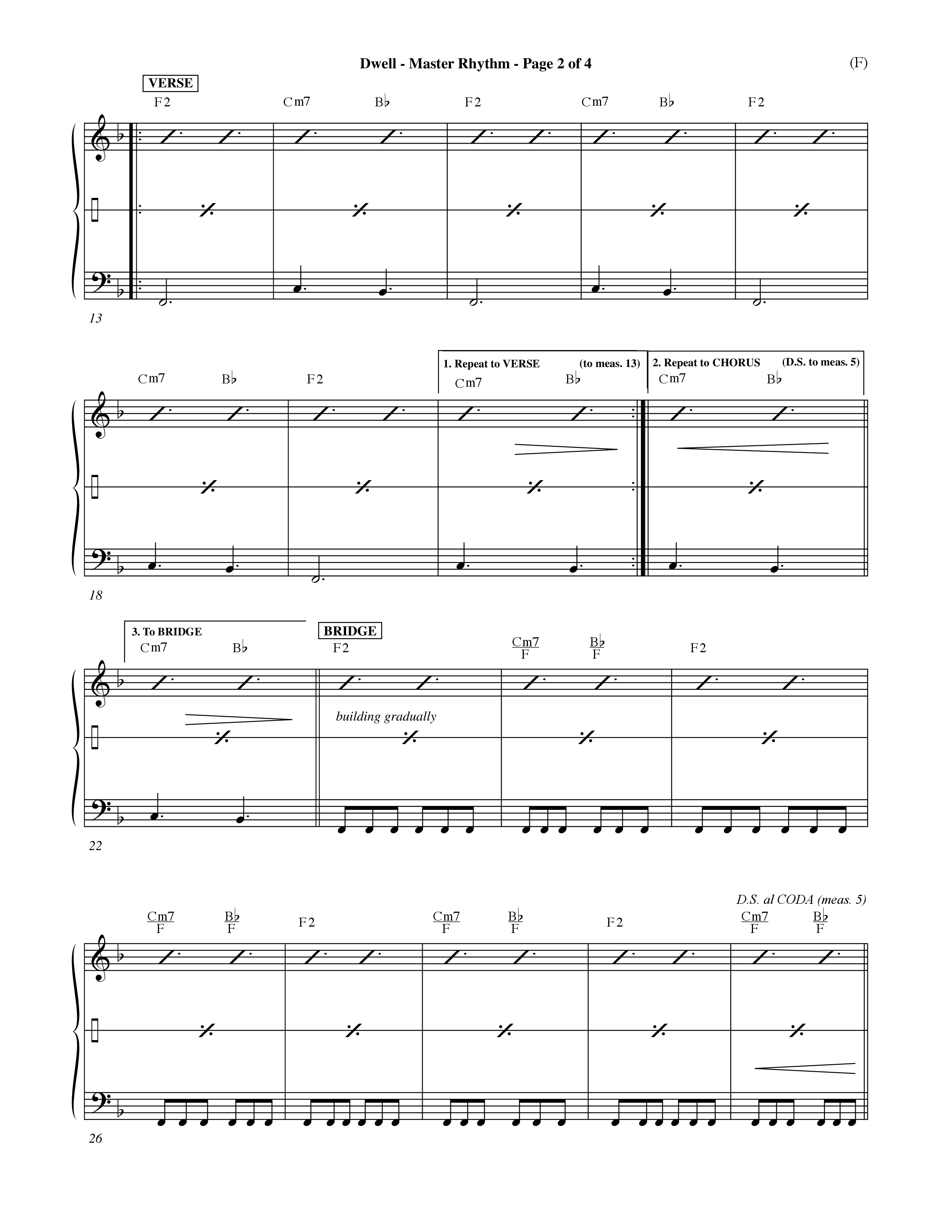 Dwell (Choral Anthem SATB) Rhythm Chart (Word Music Choral / Orch. Michael Lawrence)
