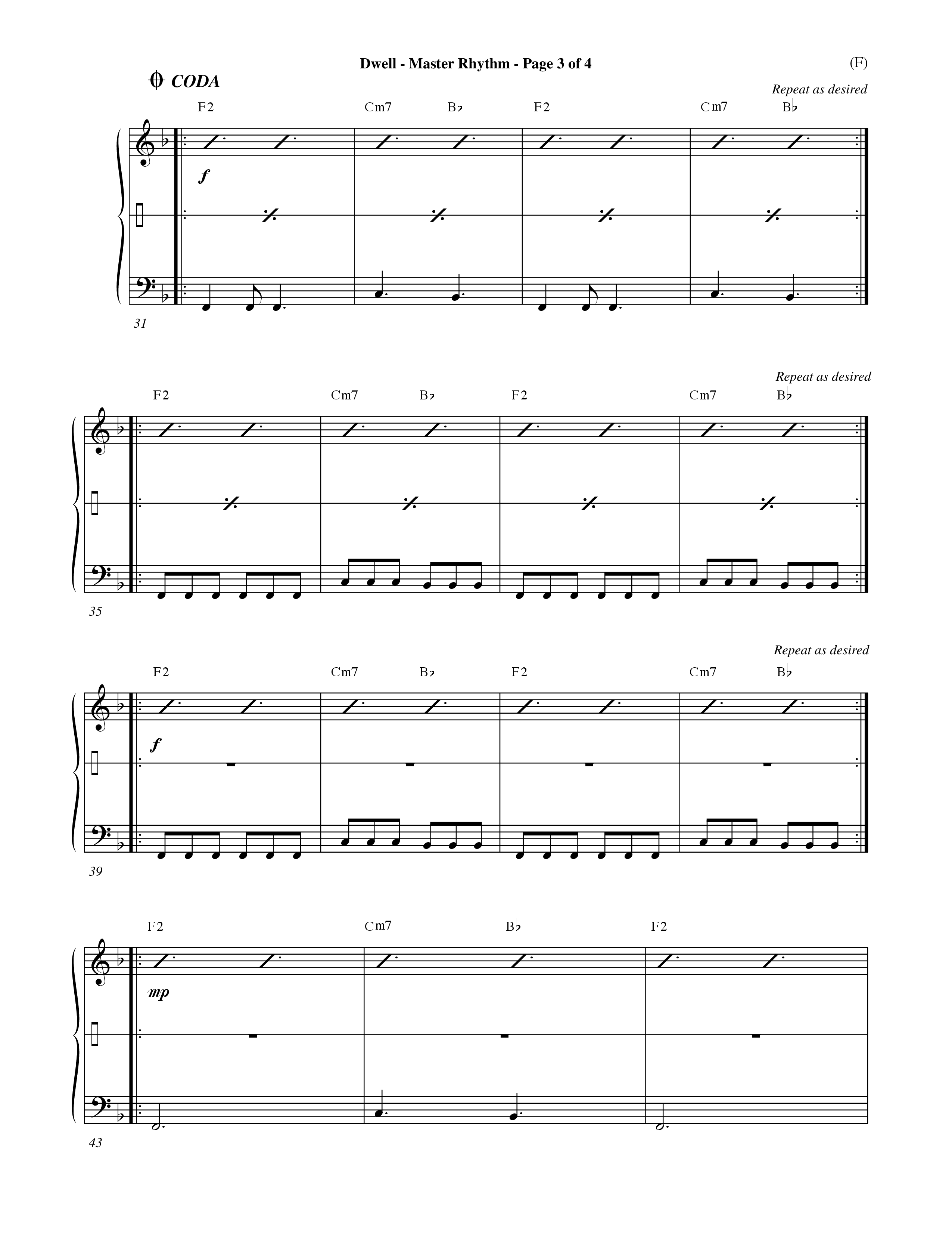 Dwell (Choral Anthem SATB) Rhythm Chart (Word Music Choral / Orch. Michael Lawrence)