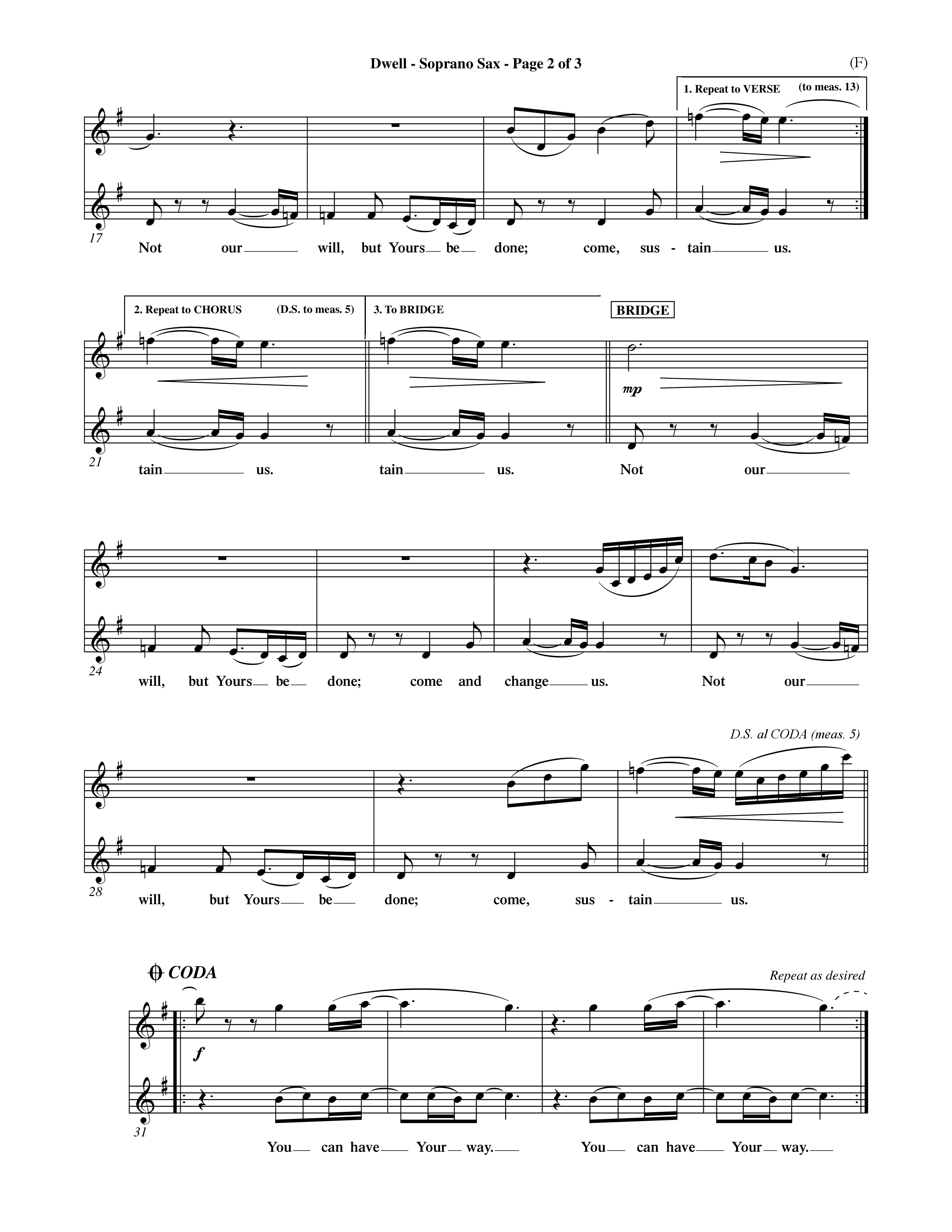 Dwell (Choral Anthem SATB) Saxophone (Word Music Choral / Orch. Michael Lawrence)