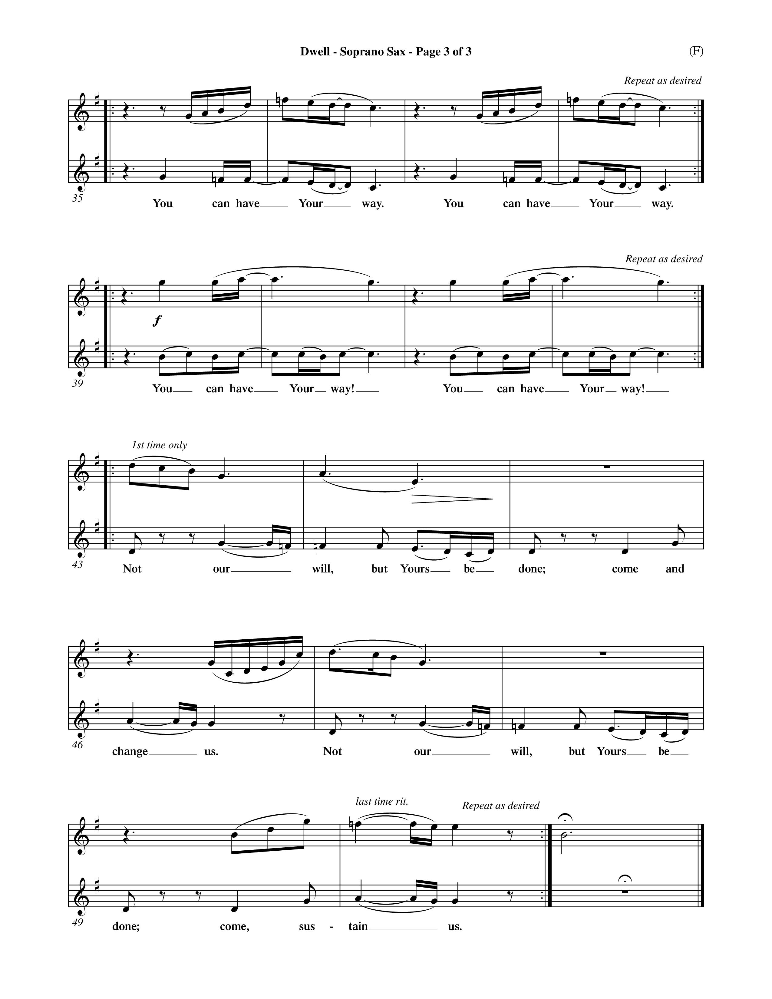 Dwell (Choral Anthem SATB) Saxophone (Word Music Choral / Orch. Michael Lawrence)