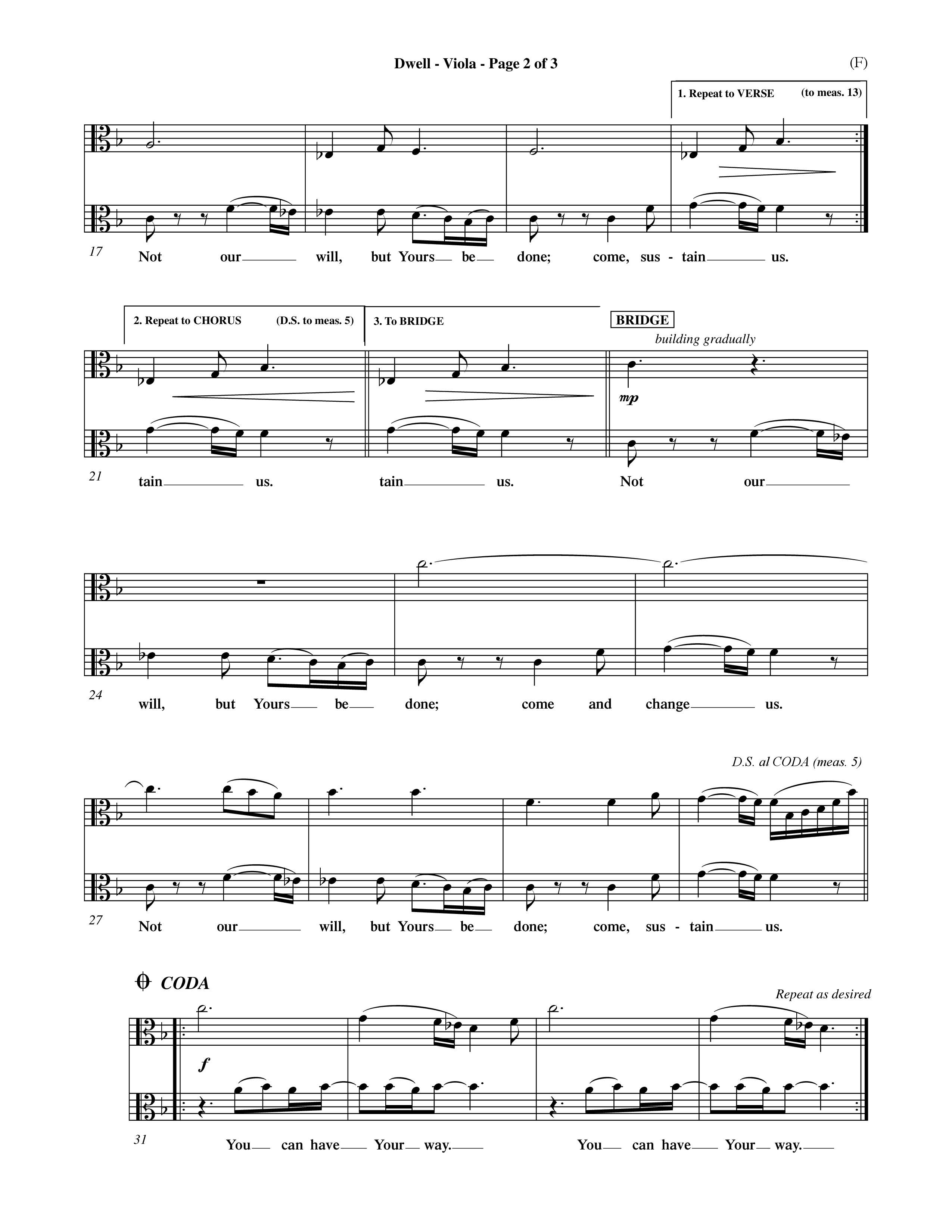 Dwell (Choral Anthem SATB) Viola (Word Music Choral / Orch. Michael Lawrence)