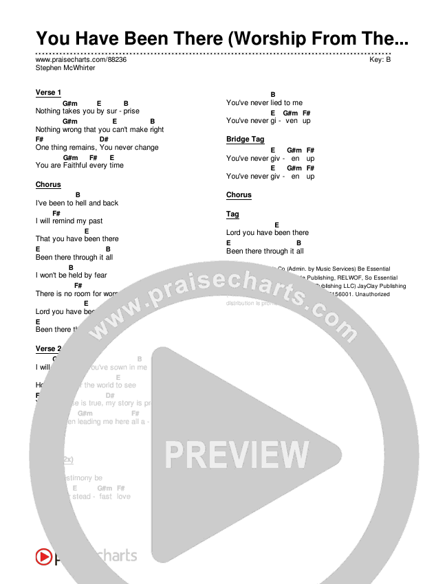 You Have Been There (Worship From The Studio) Chords & Lyrics (Stephen McWhirter)