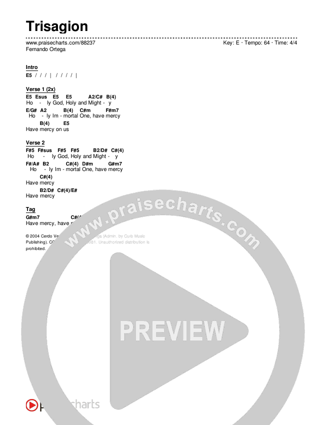 Trisagion Chords & Lyrics (Fernando Ortega)