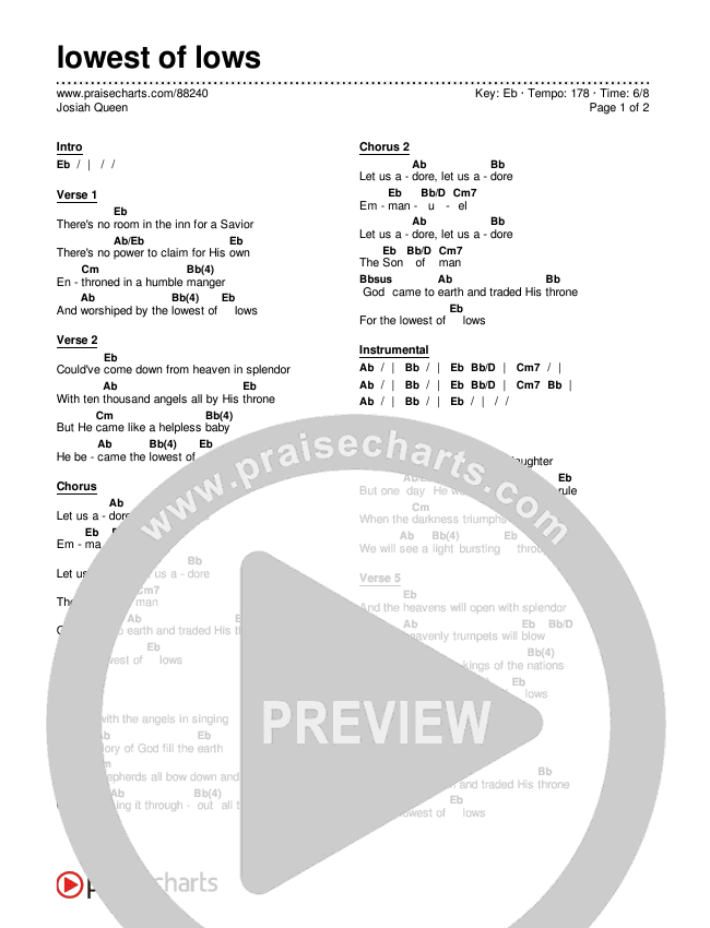 lowest of lows Chords & Lyrics (Josiah Queen)