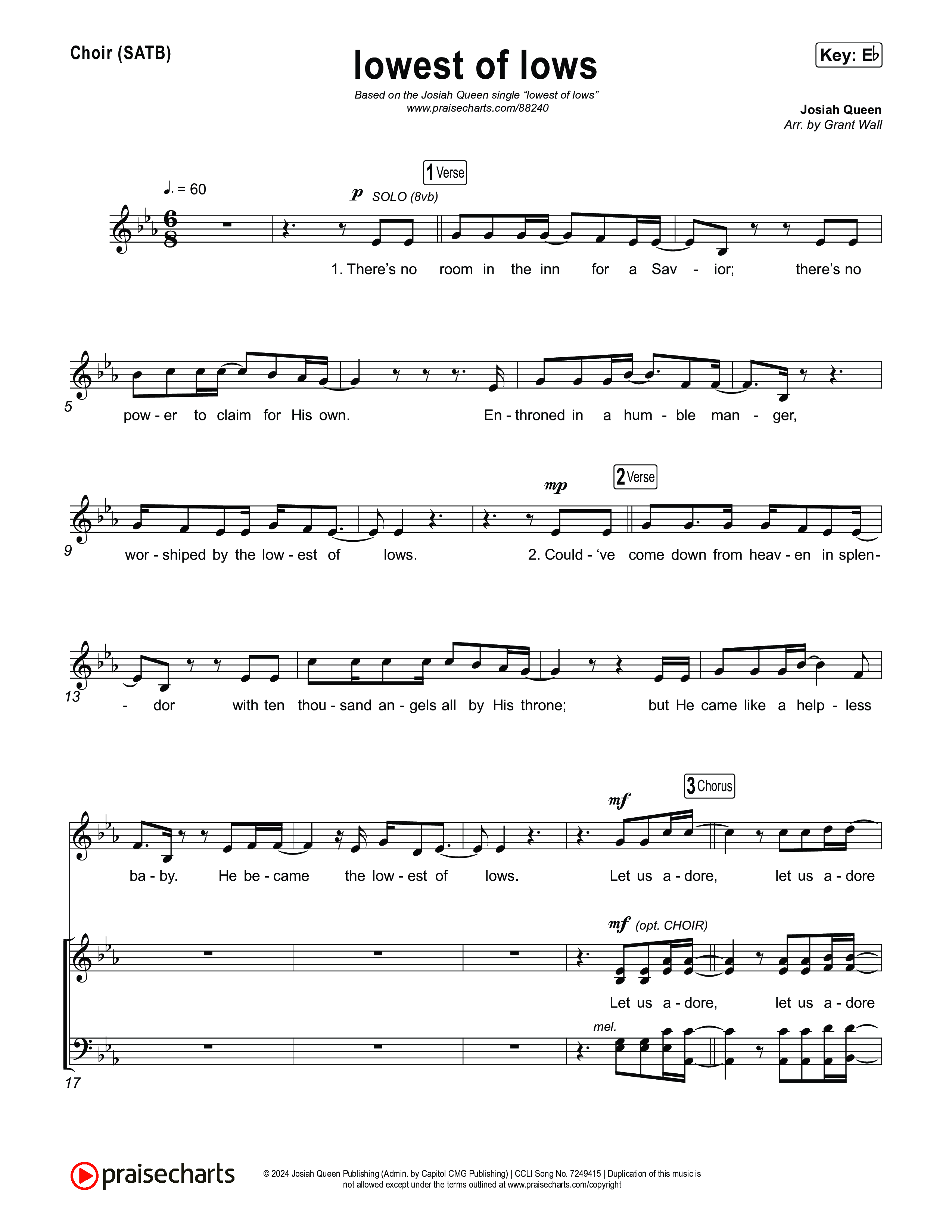 lowest of lows Choir Sheet (SATB) (Josiah Queen)