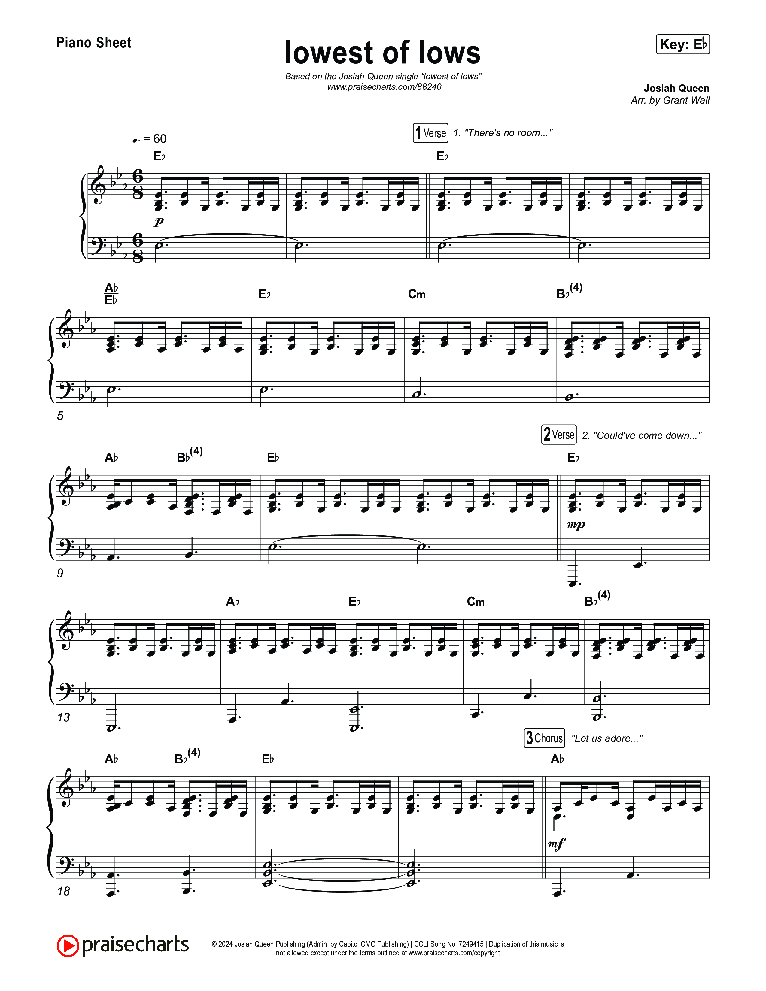 lowest of lows Piano Sheet (Josiah Queen)