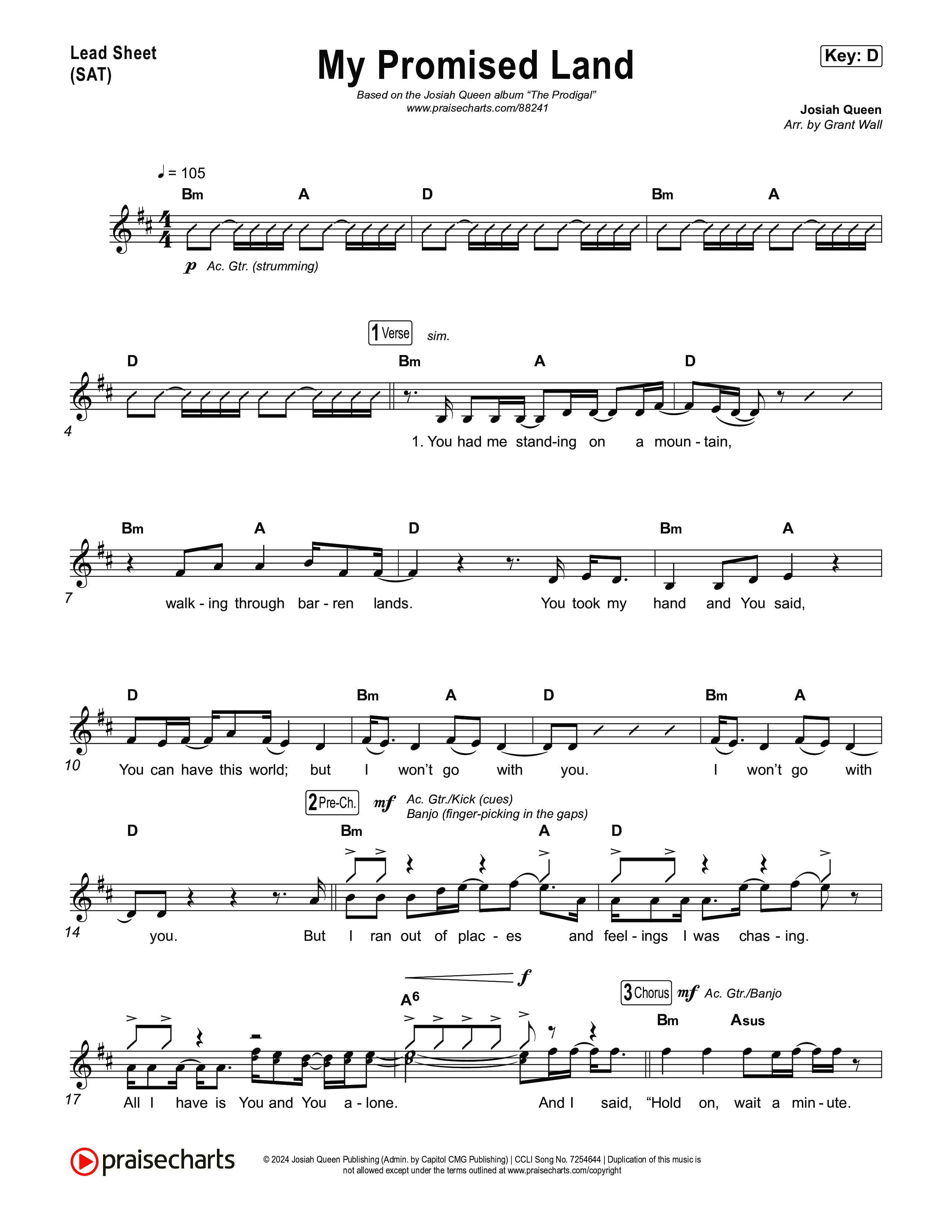 My Promised Land Lead Sheet (SAT) (Josiah Queen)