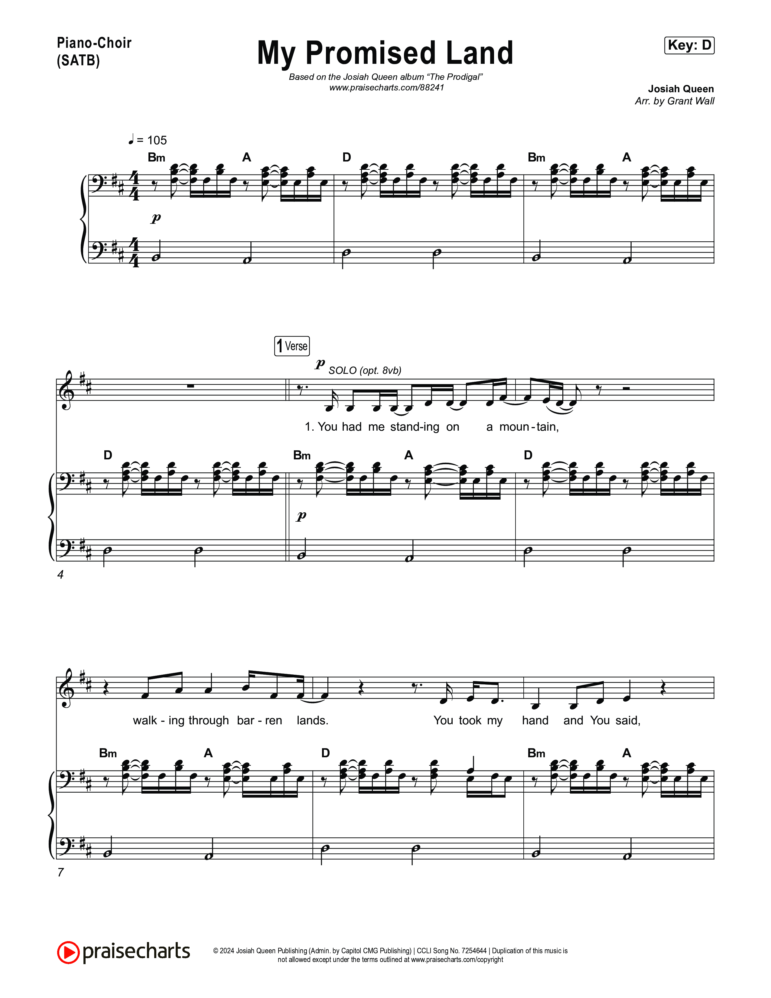 My Promised Land Piano/Vocal Pack (Josiah Queen)