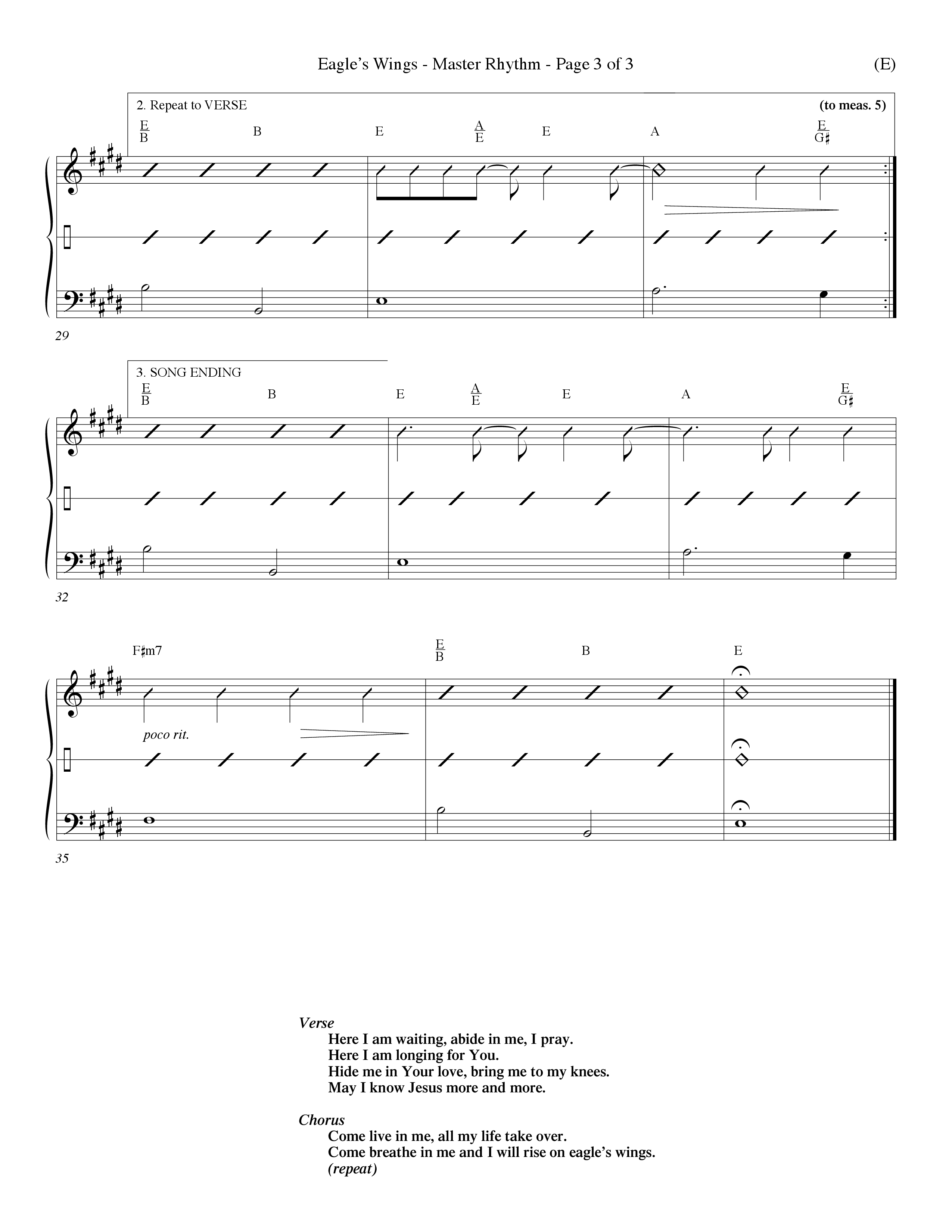 Eagle's Wings (Choral Anthem SATB) Rhythm Chart (Word Music Choral / Arr. Dave Williamson)